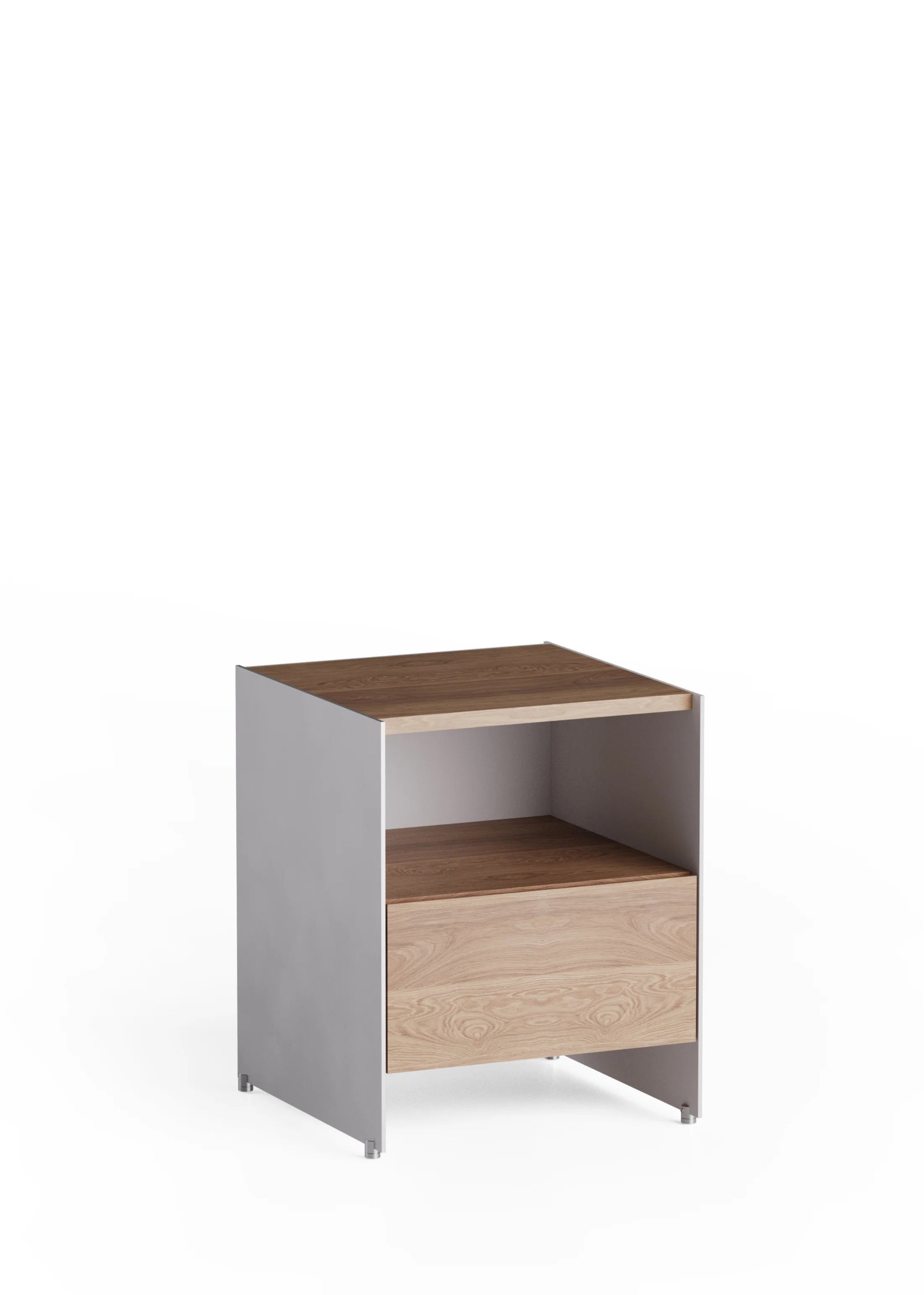 Schrank ALOOX 40 aus Eichenholz mit Aluminiumoberfläche