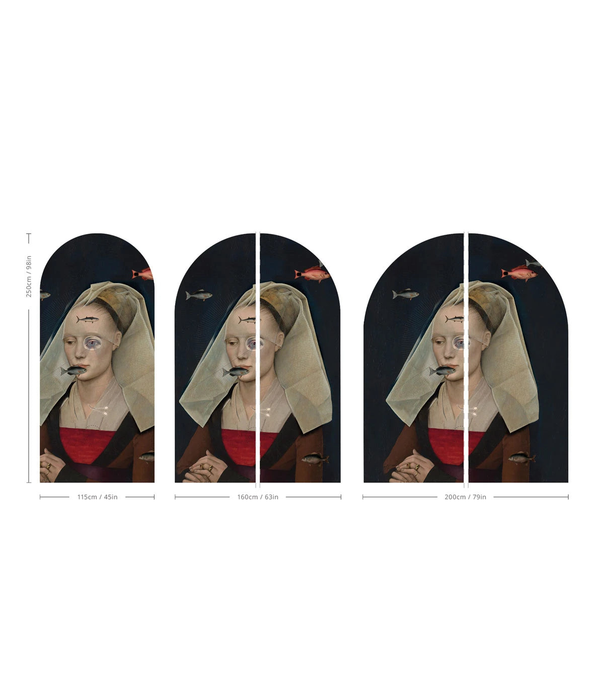 Non-woven arch-shaped mural NORDIC LADY navy blue