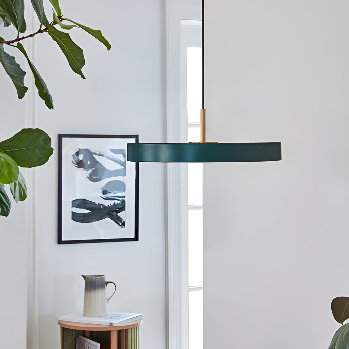 ASTERIA PLUS pendant lamp dark green with gold accent