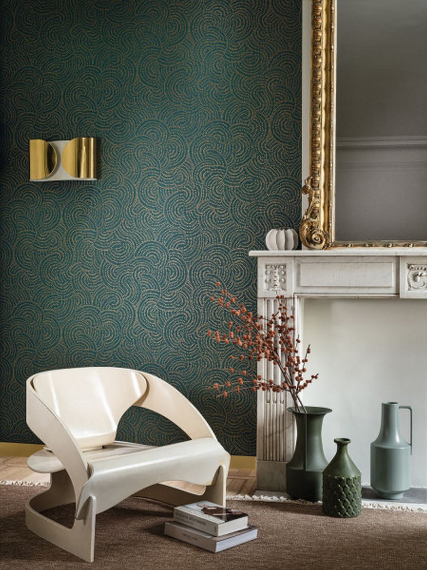 CASCADE Abstract Pattern Wallpaper - MARINE Navy