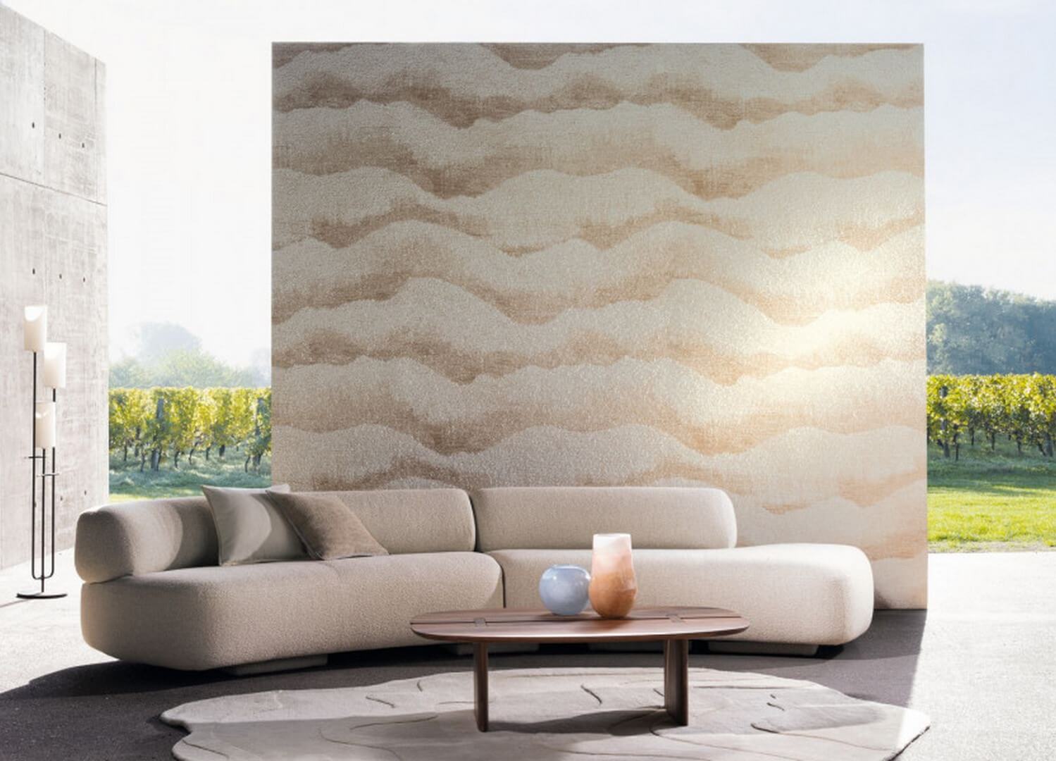 Strukturierte Textiltapete mit Wolkenmotiv JASPER - SABLE beige