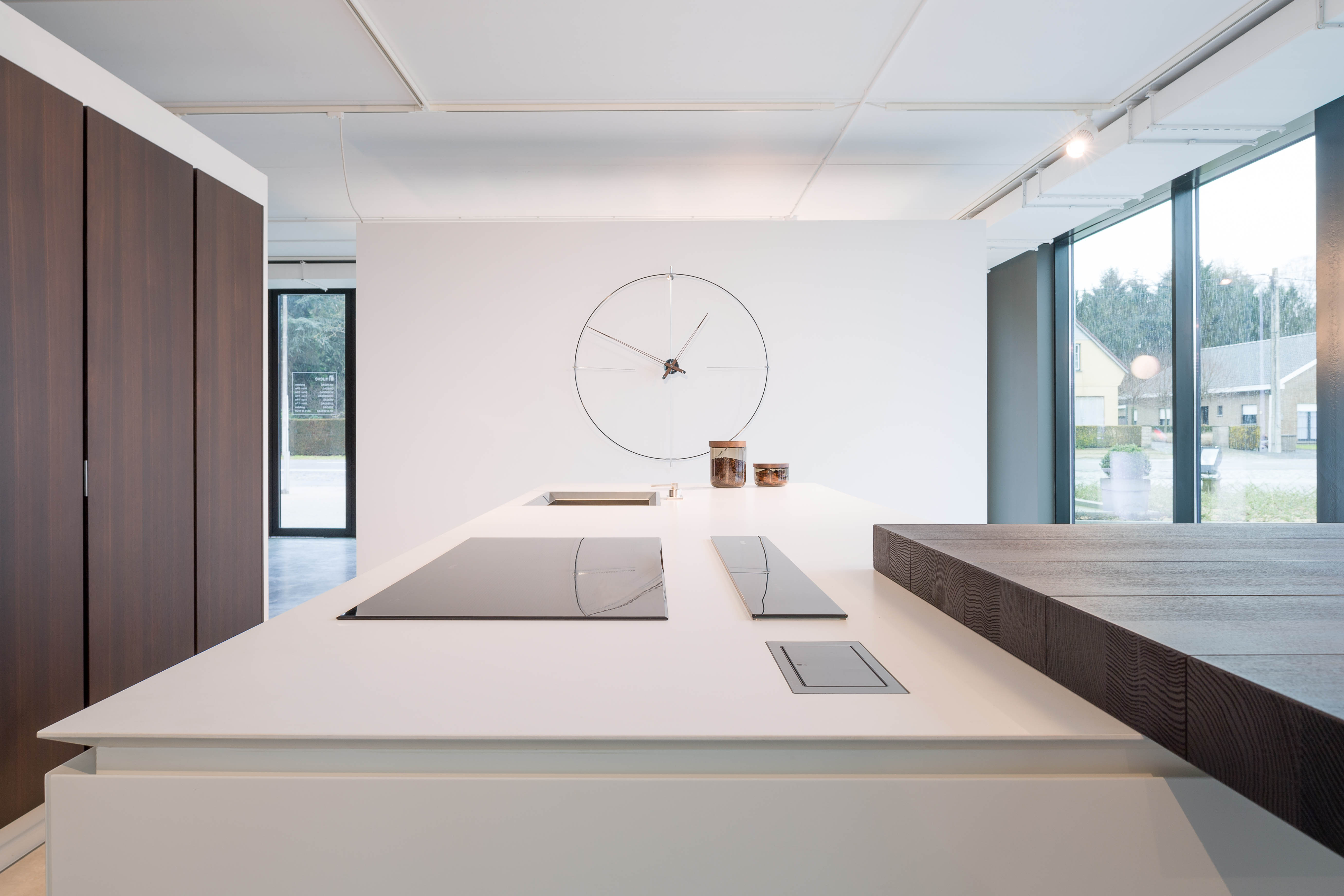 BILBAO wall clock walnut wood with black and chrome