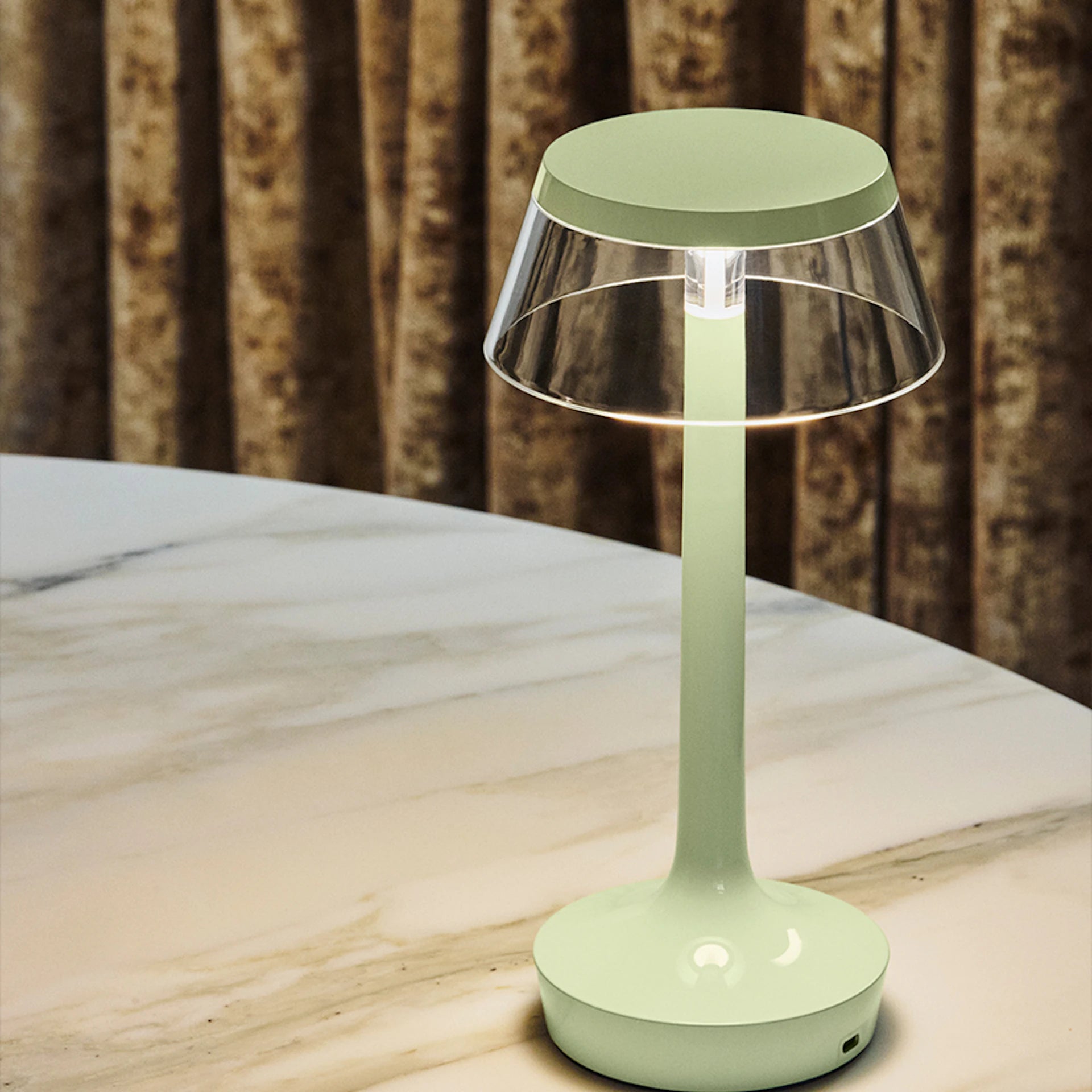 Portable Lamp BON JOUR UNPLUGGED green with transparent shade