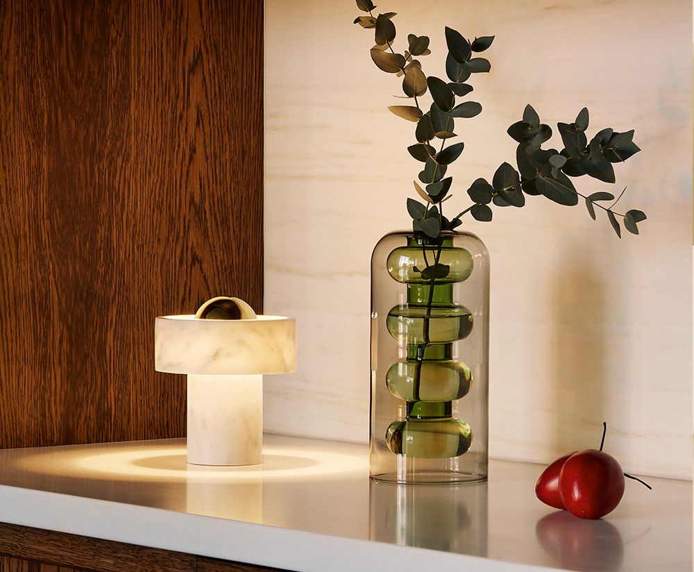 Vase BUMP grünes Glas