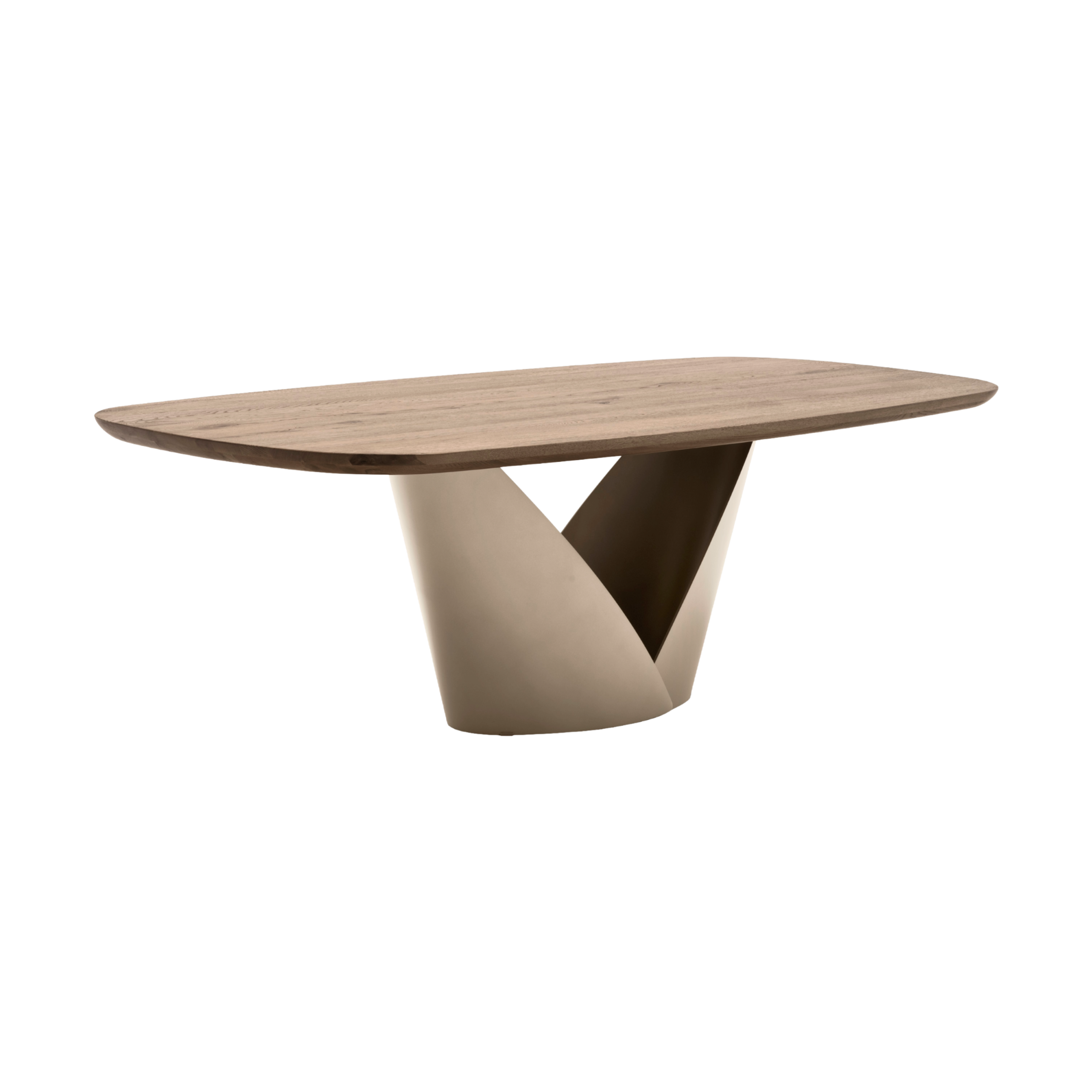 CALLA table with a wooden top and beige base