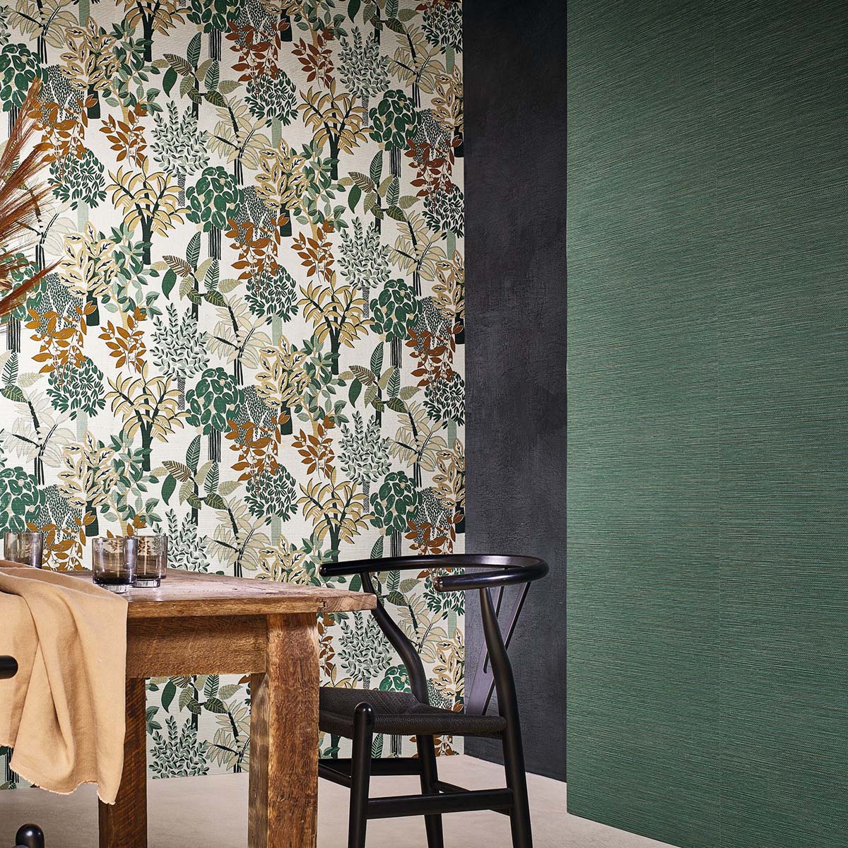 Structural wallpaper imitating seagrass fibers ZOSTERA - TERRE DE SIENNE orange