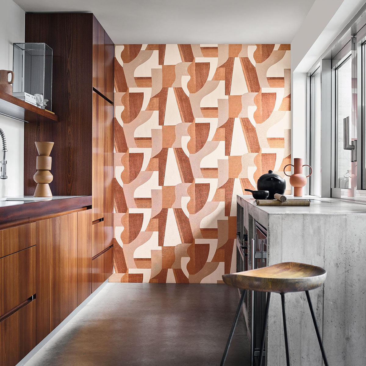 Structural wallpaper with a geometric pattern GINO - MARINE navy blue