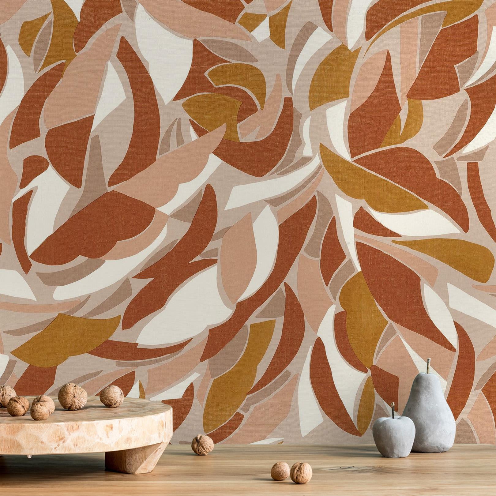 Tapeta stukturalna z abstrakcyjnym wzorem COLLAGE - TERRACOTTA terakota na ścianę – styl nowoczesny