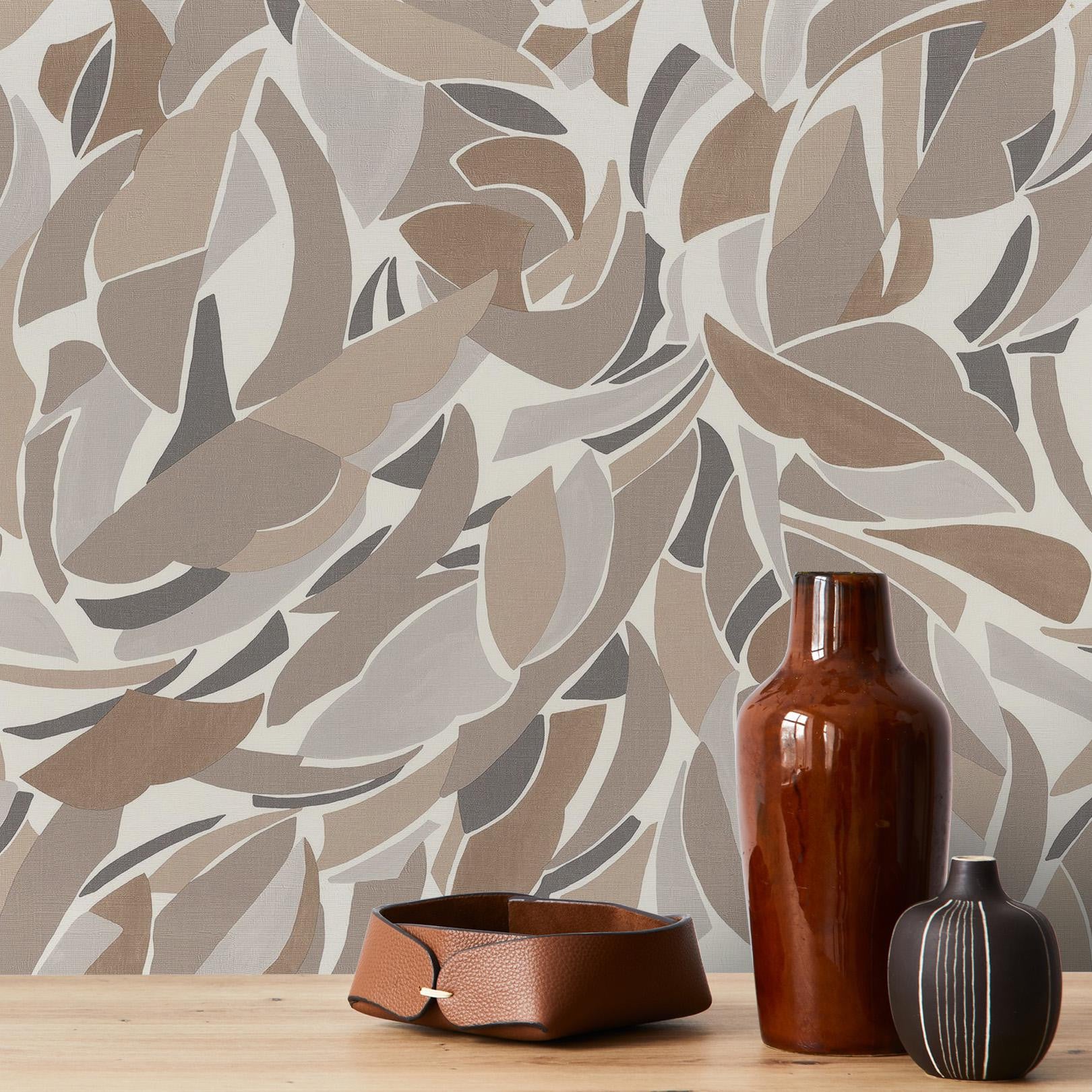 Structural wallpaper with abstract pattern COLLAGE - WHITE/SAND white with sandy