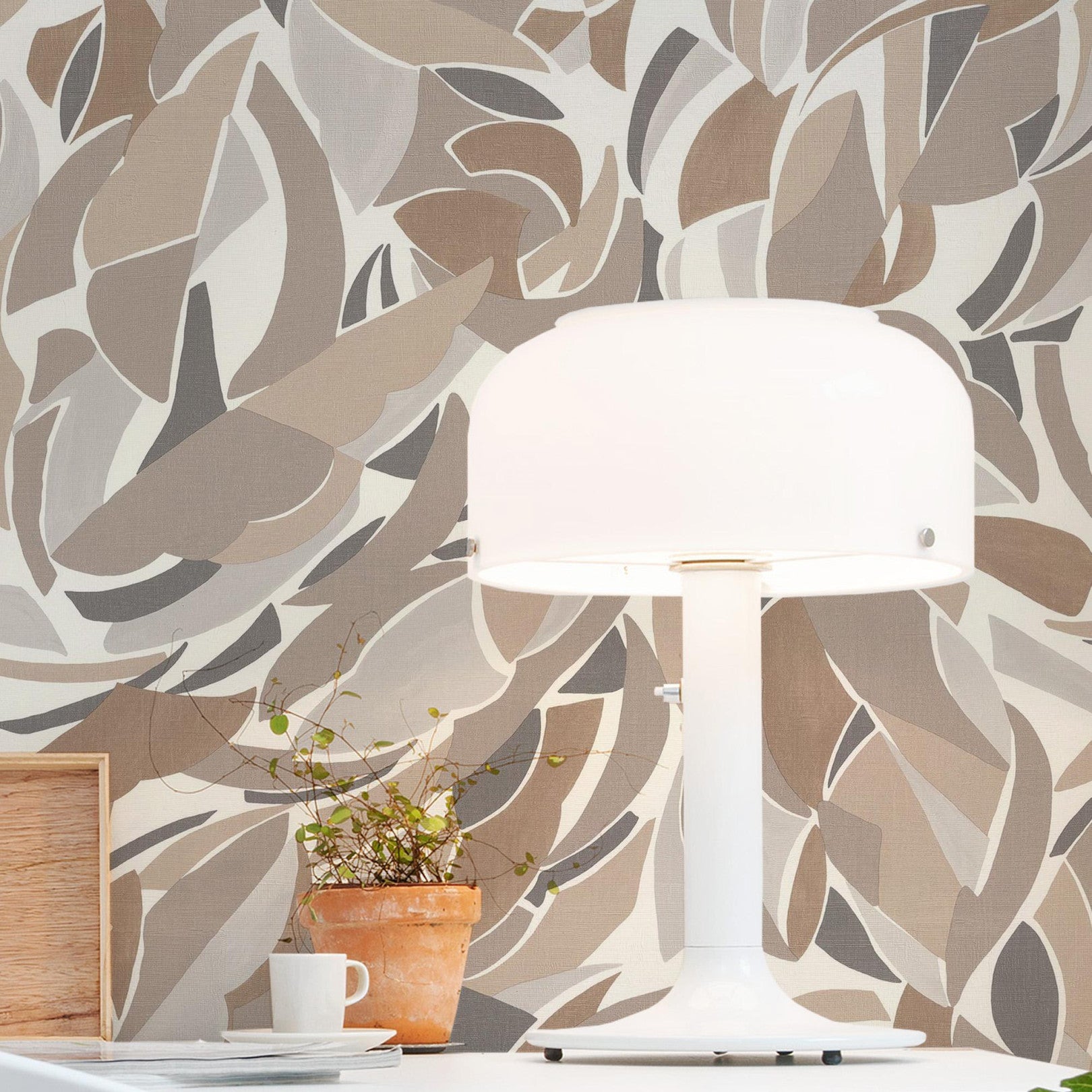 Structural wallpaper with abstract pattern COLLAGE - WHITE/SAND white with sandy