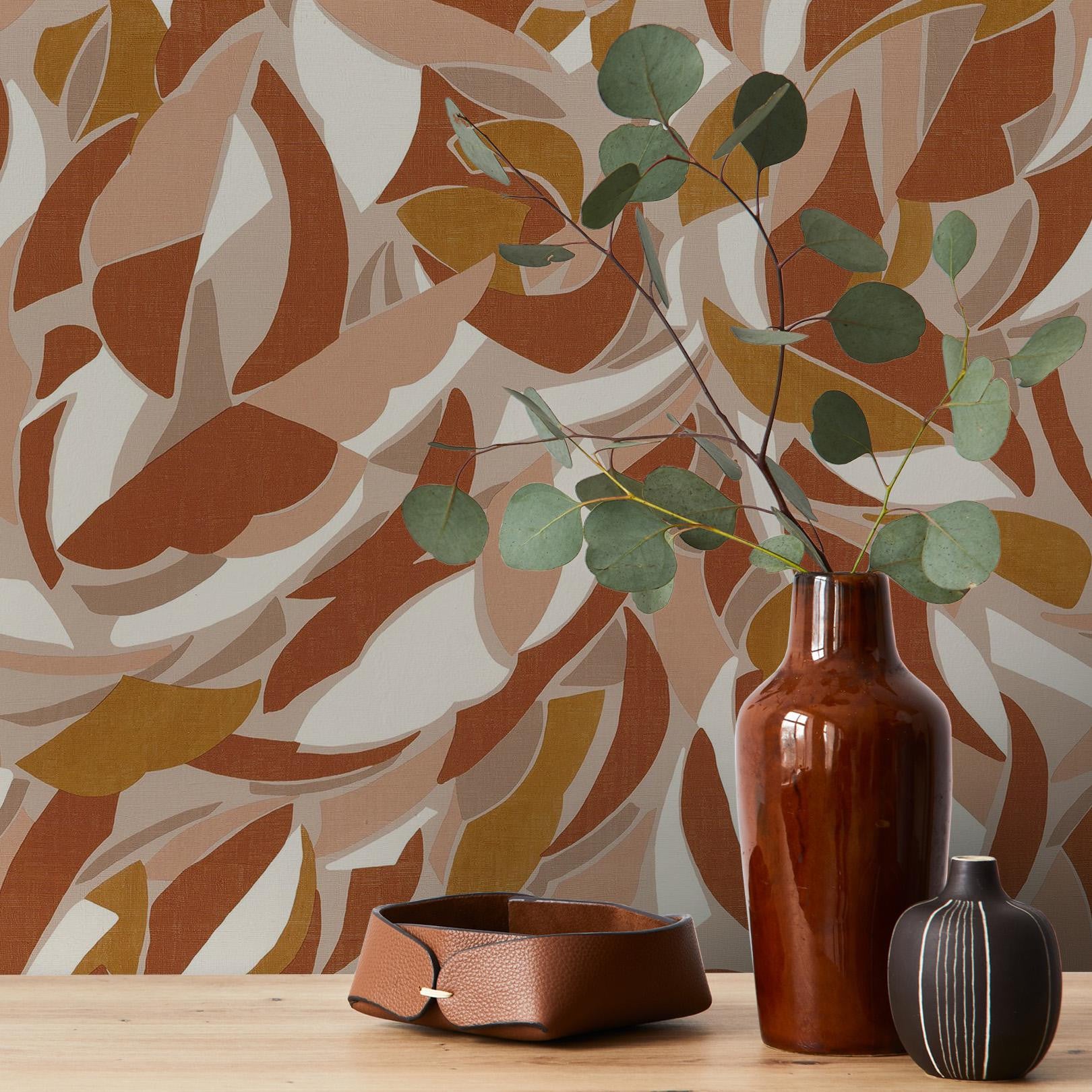 Tapeta stukturalna z abstrakcyjnym wzorem COLLAGE - TERRACOTTA terakota na ścianę – Casamance