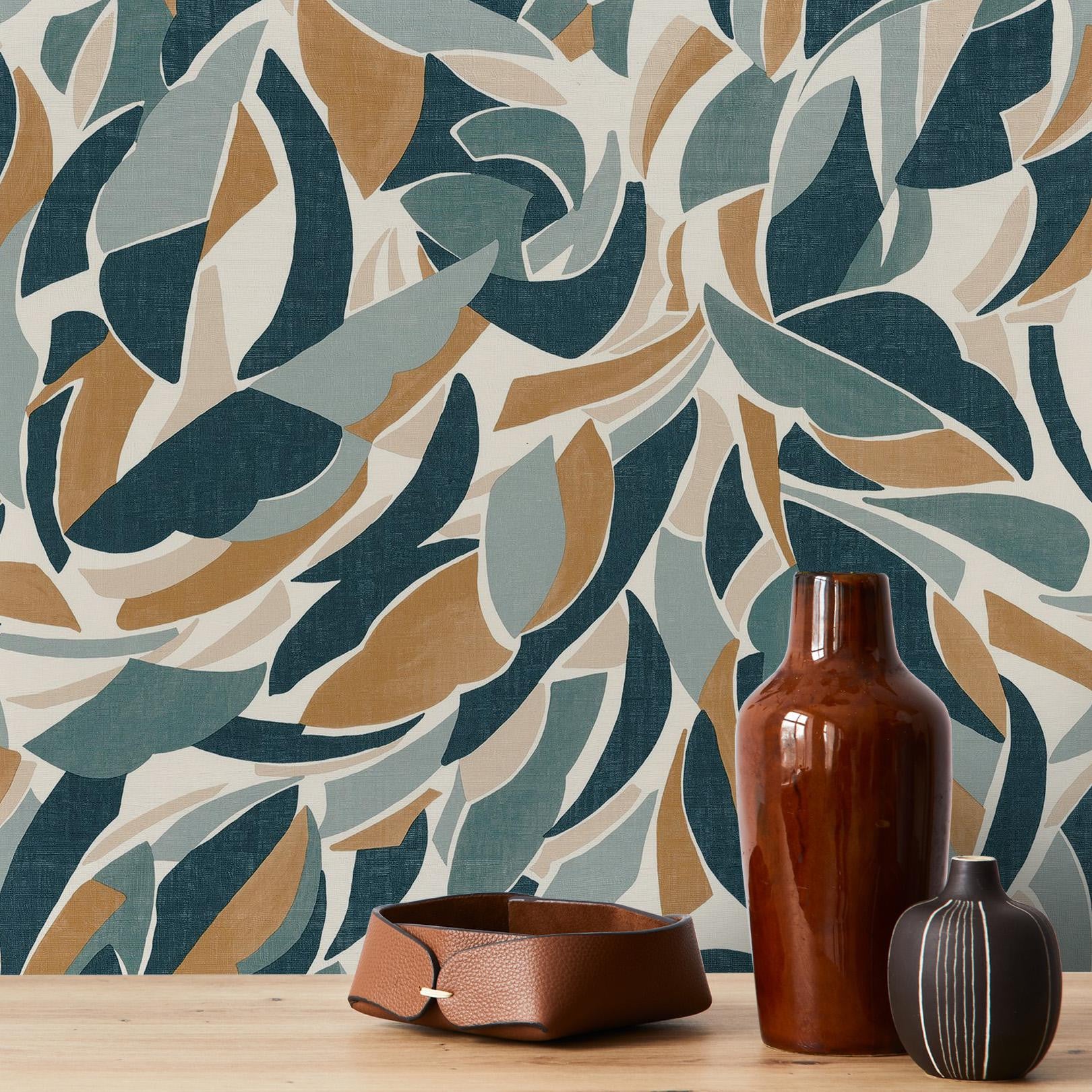 Structural wallpaper with abstract pattern COLLAGE - WHITE/BLUE white with blue