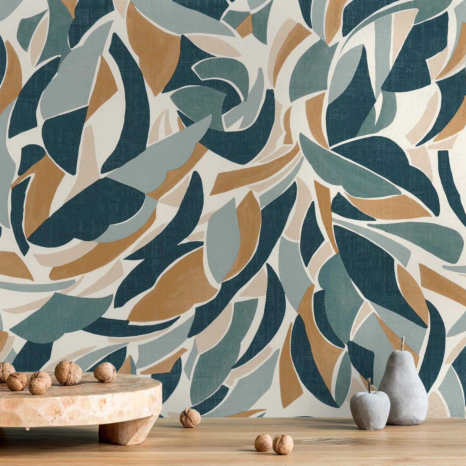 Structural wallpaper with abstract pattern COLLAGE - WHITE/BLUE white with blue