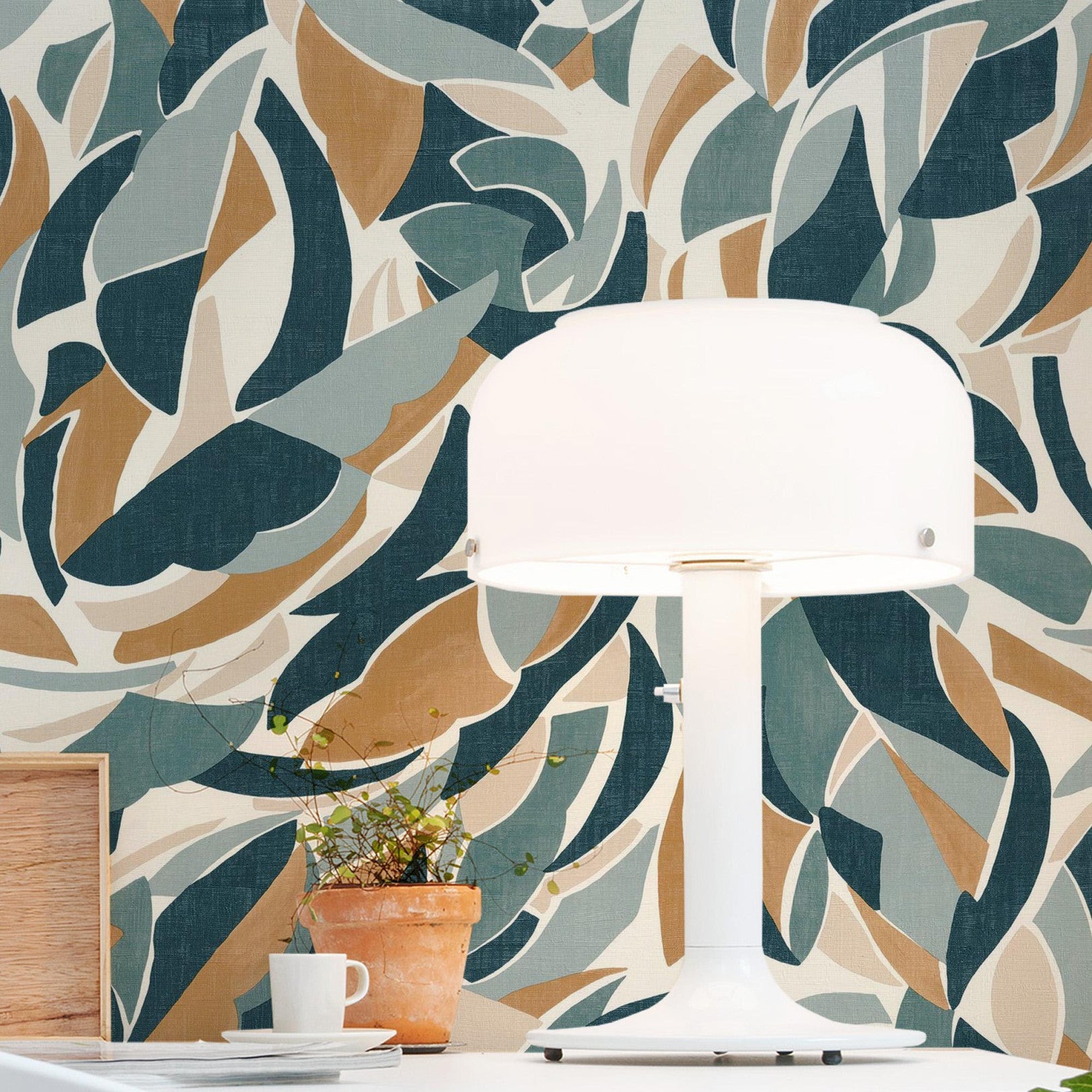 Structural wallpaper with abstract pattern COLLAGE - WHITE/BLUE white with blue