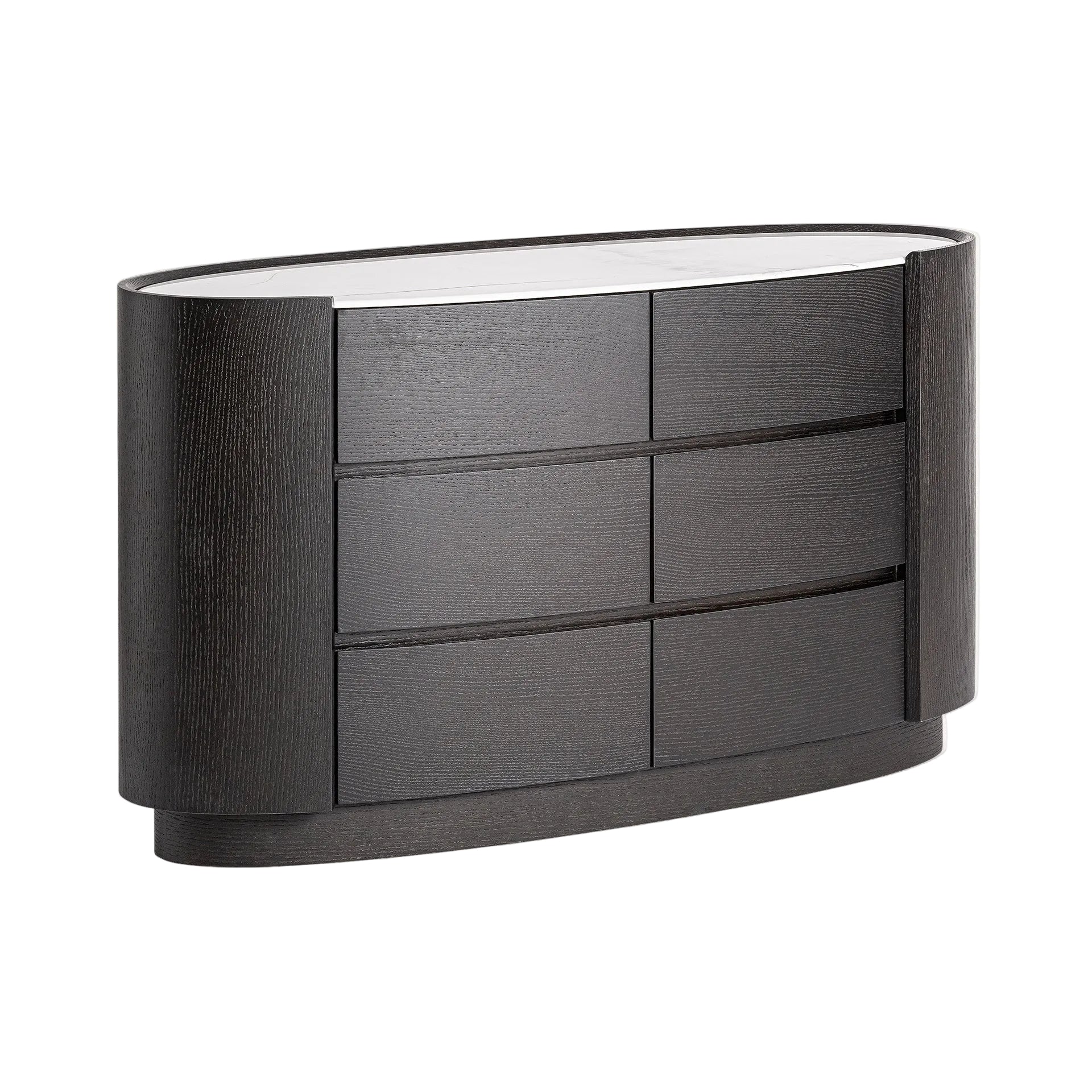 ISOLA Chest of Drawers Black Oak Veneer with White Top