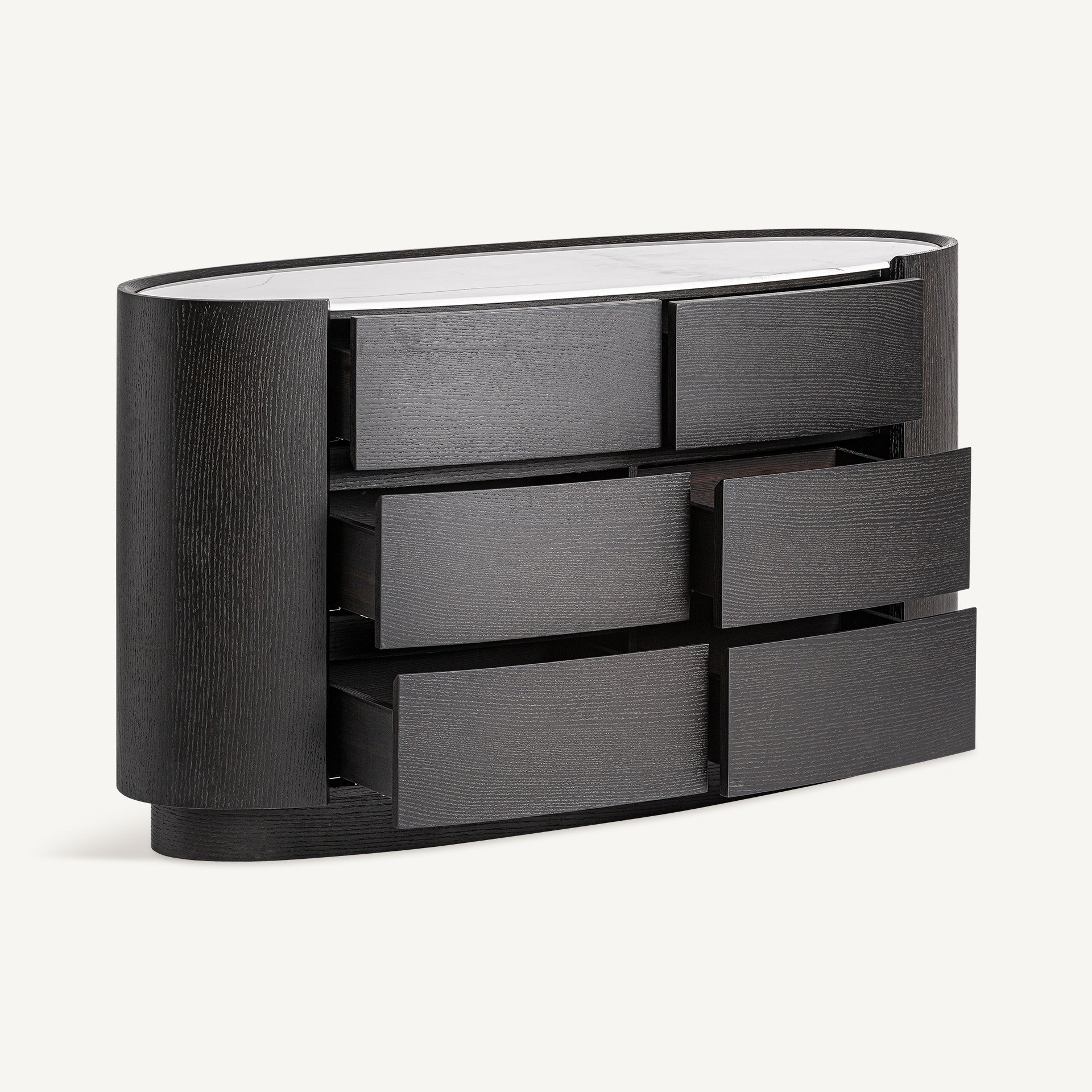 ISOLA Chest of Drawers Black Oak Veneer with White Top