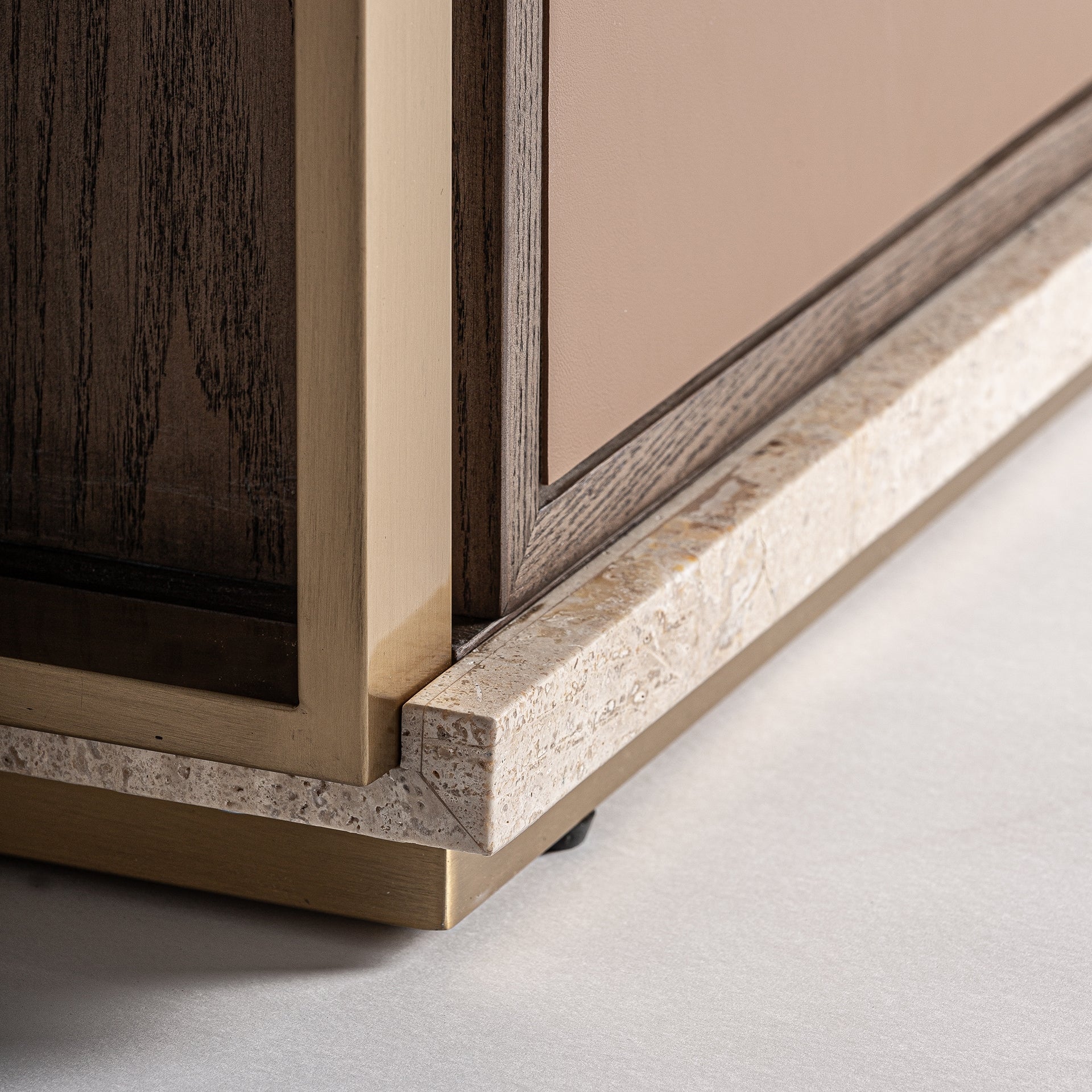 Monza Chest of Drawers Beige with Travertine Top