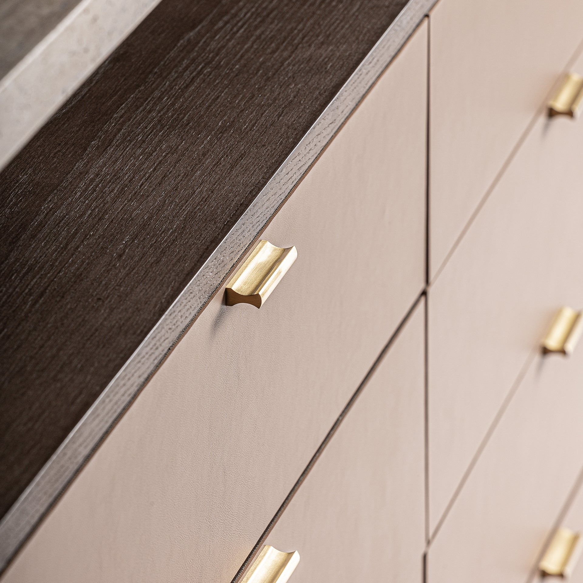 Monza Chest of Drawers Beige with Travertine Top