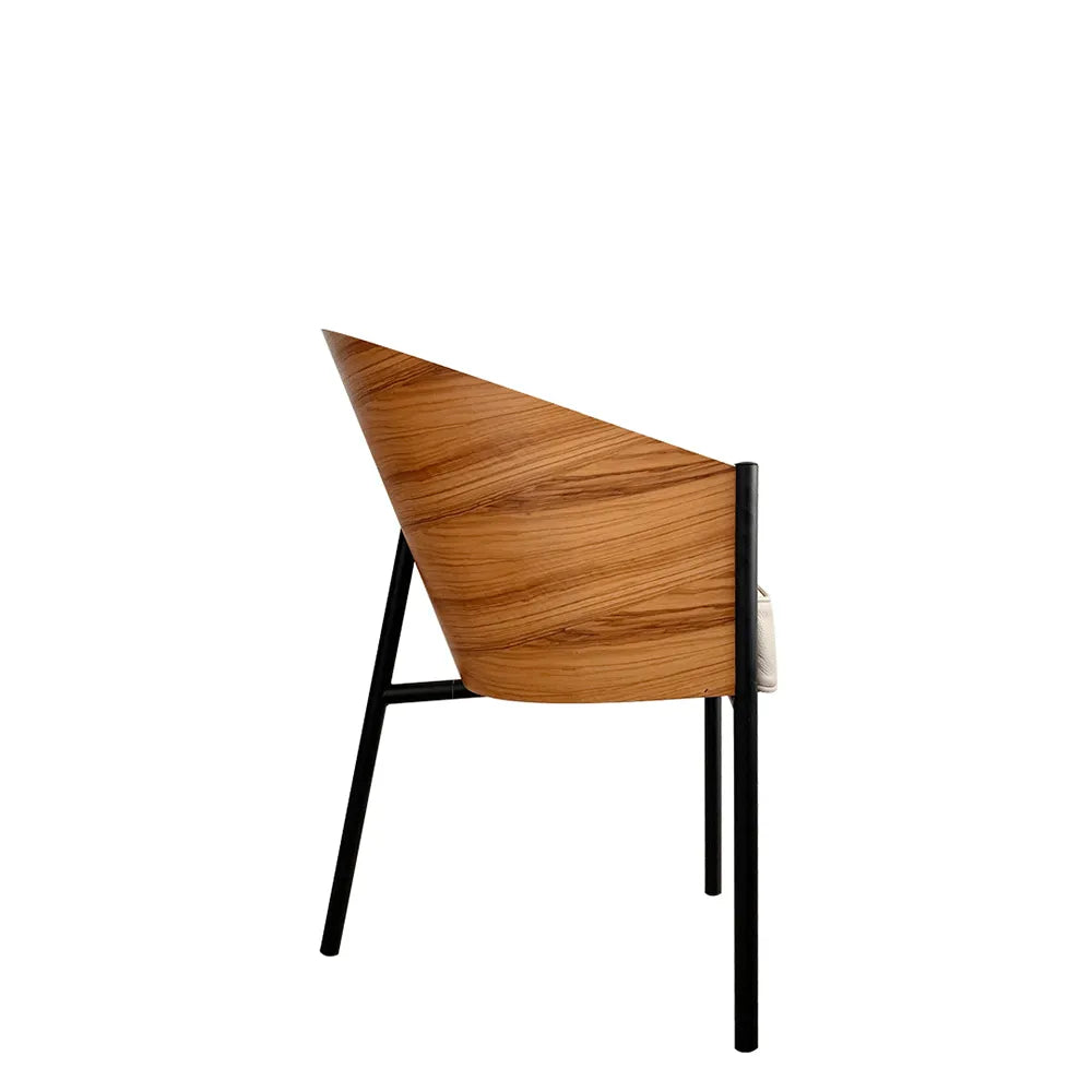 Kosten Stuhl Olivenfurnier mit beige Leder