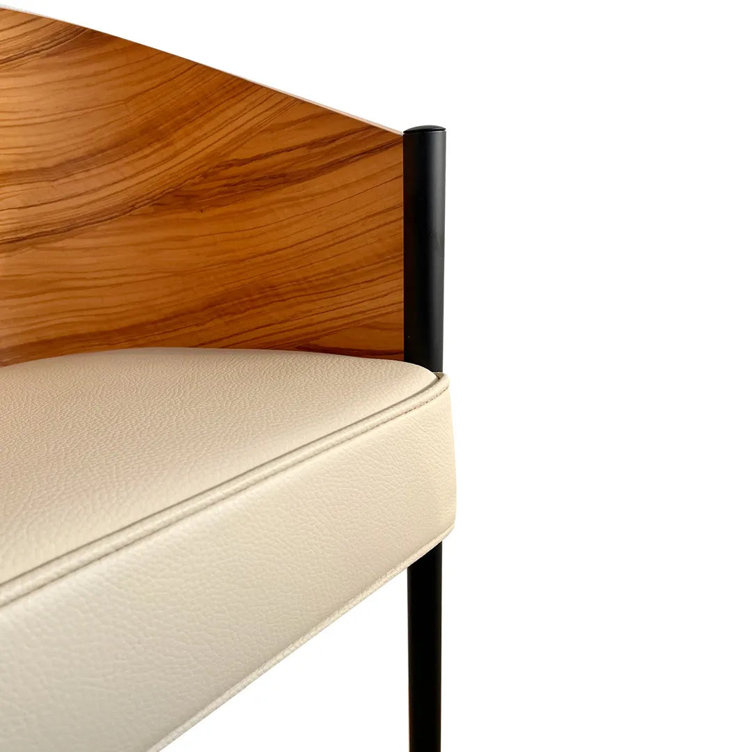 Kosten Stuhl Olivenfurnier mit beige Leder