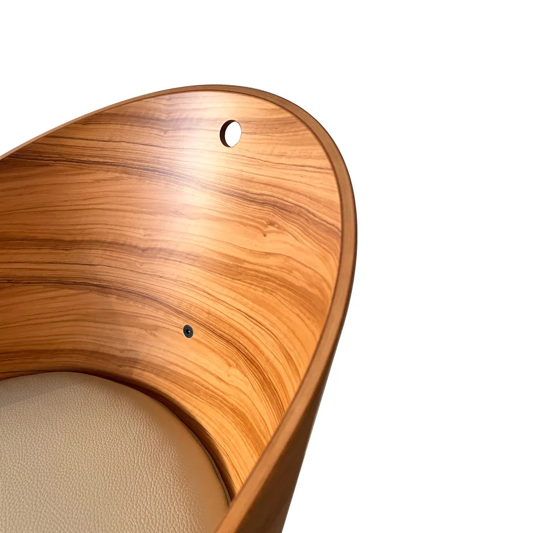 Kosten Stuhl Olivenfurnier mit beige Leder