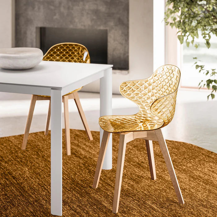 Stuhl SAINT TROPEZ mit braunem Sitz und schwarzem Holzgestell