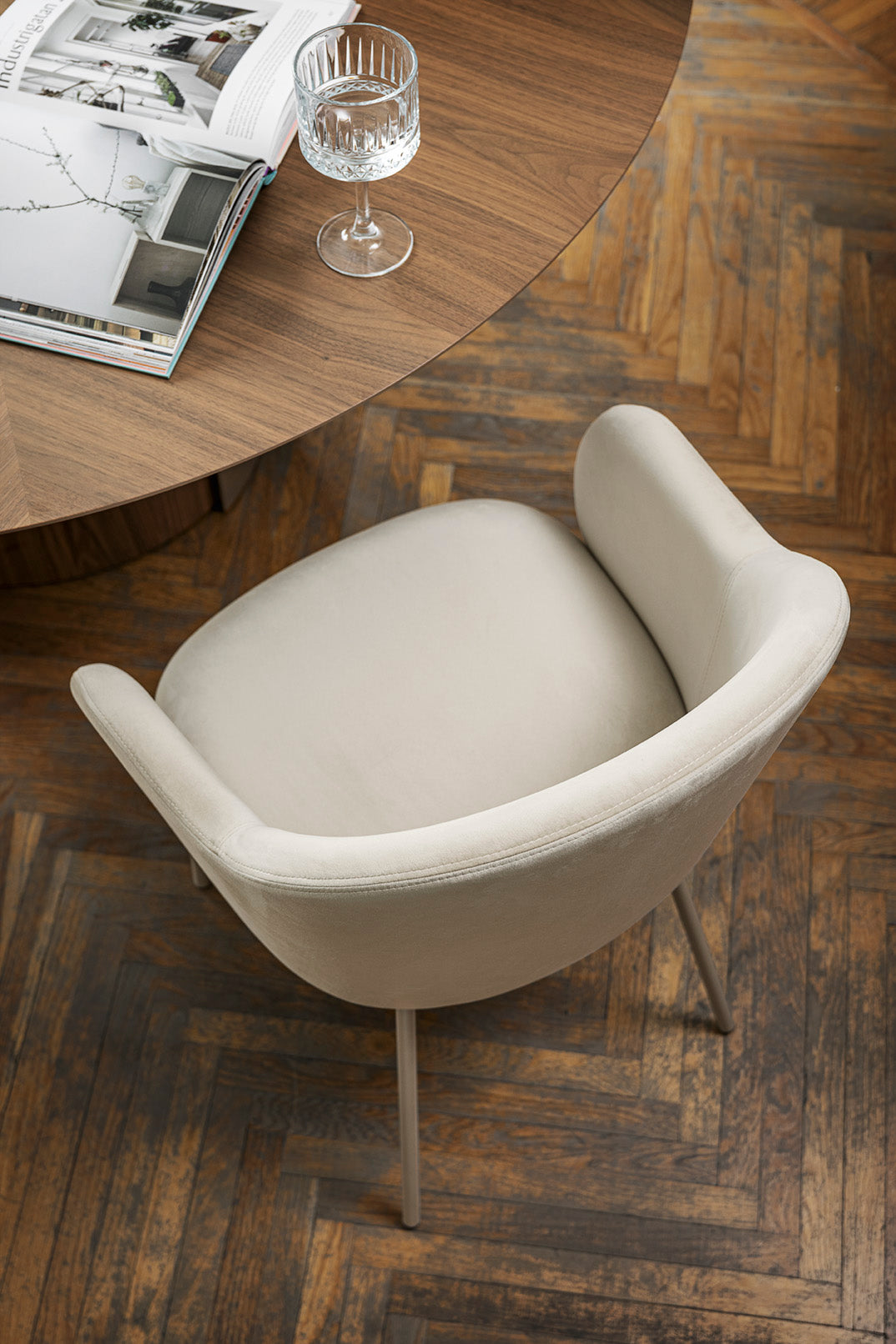 Holly FAB Armchair Upholstered with Beige Metal Base