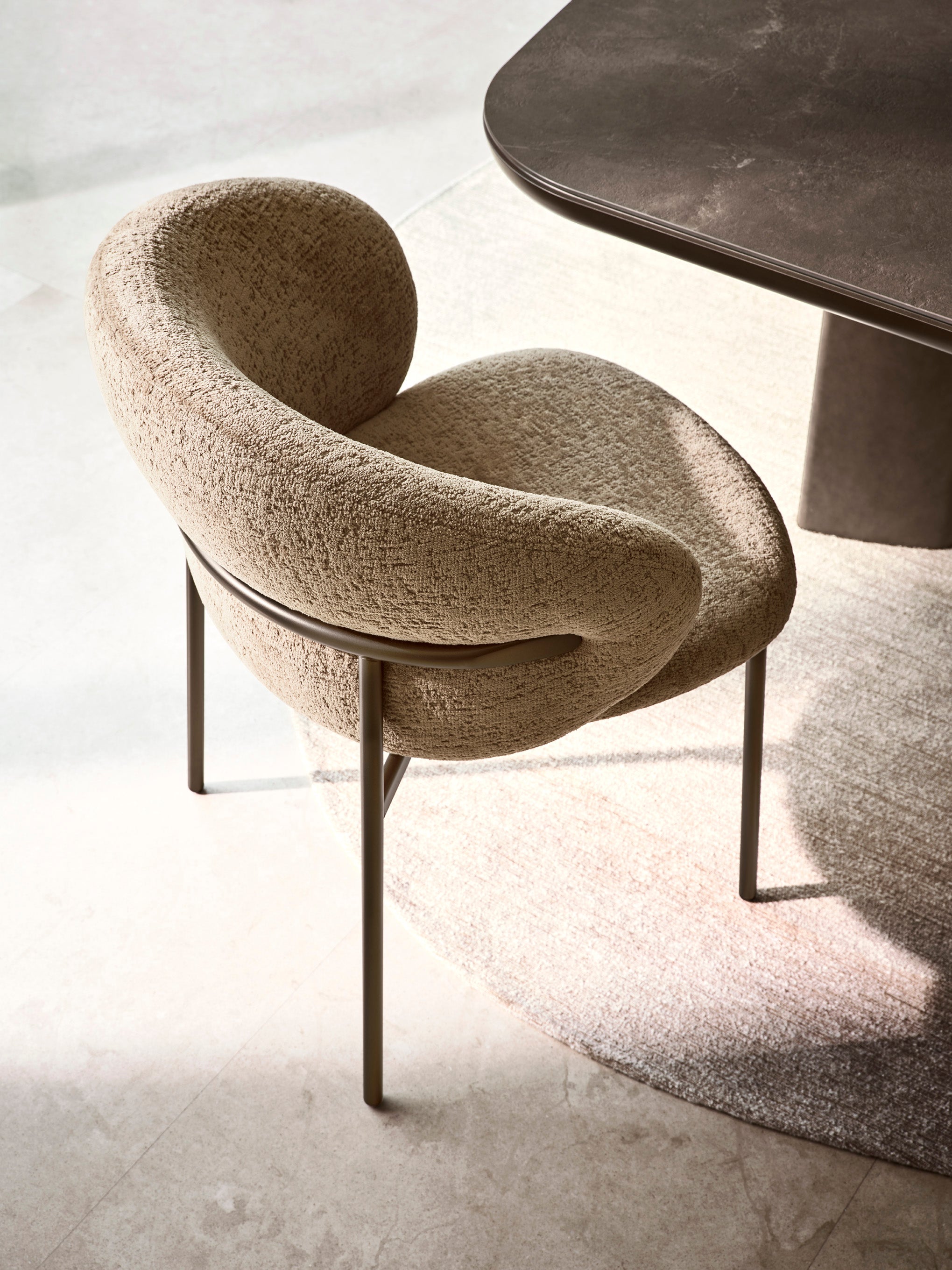 SANDY Table with Brown Top and Brown Brushed Base