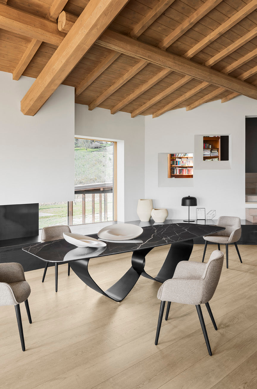 Upholstered IGLOO Chair with Black Wooden Base