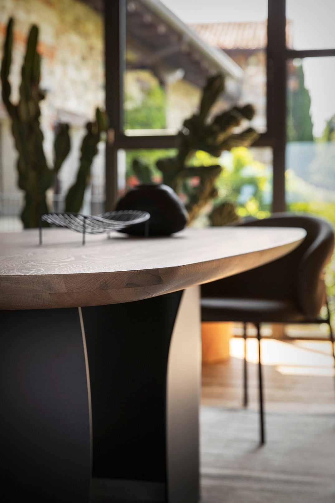 TWINS Table with Walnut Top and Brown Base