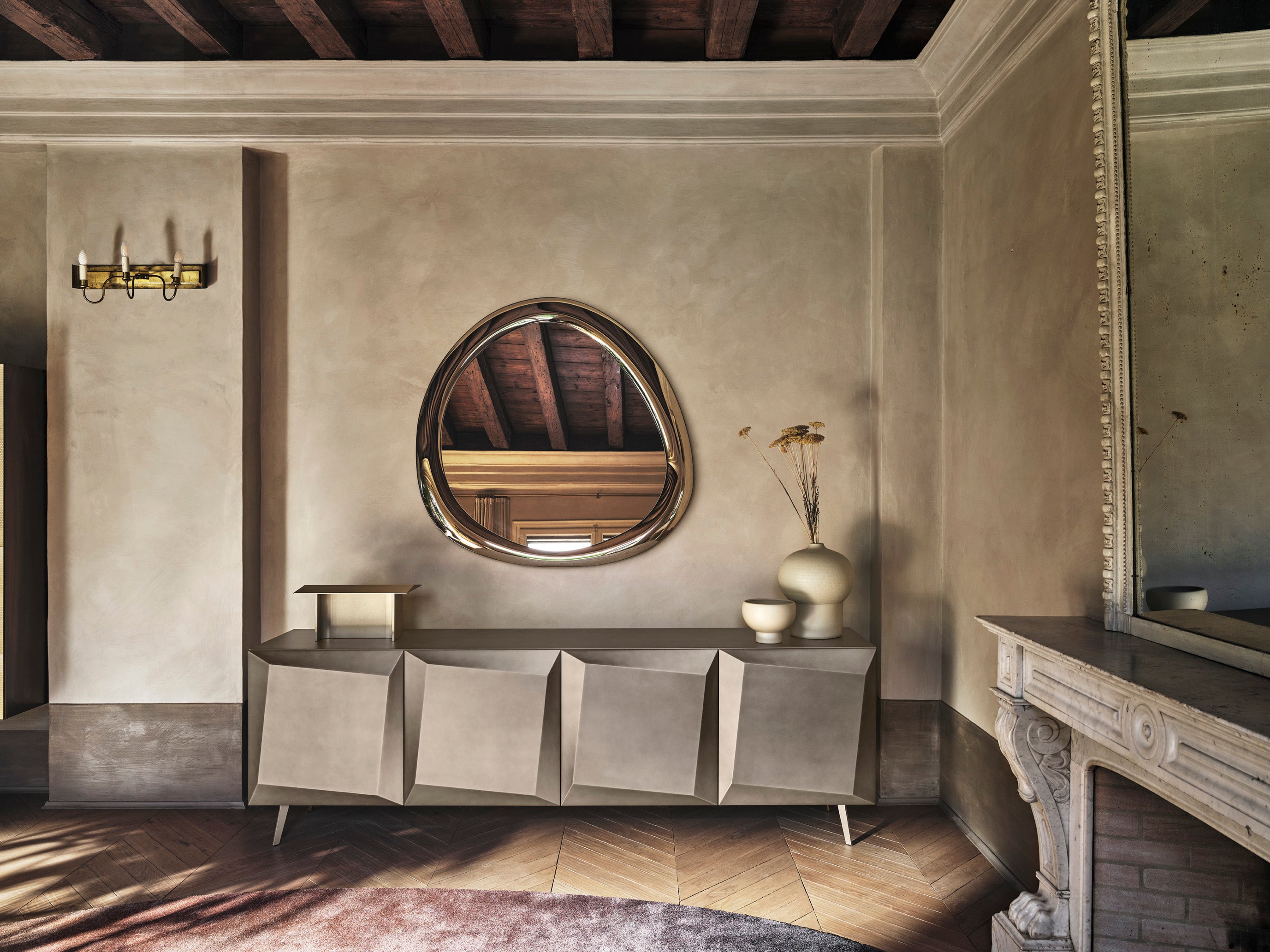 Oval Mirror AURA Brown Glass