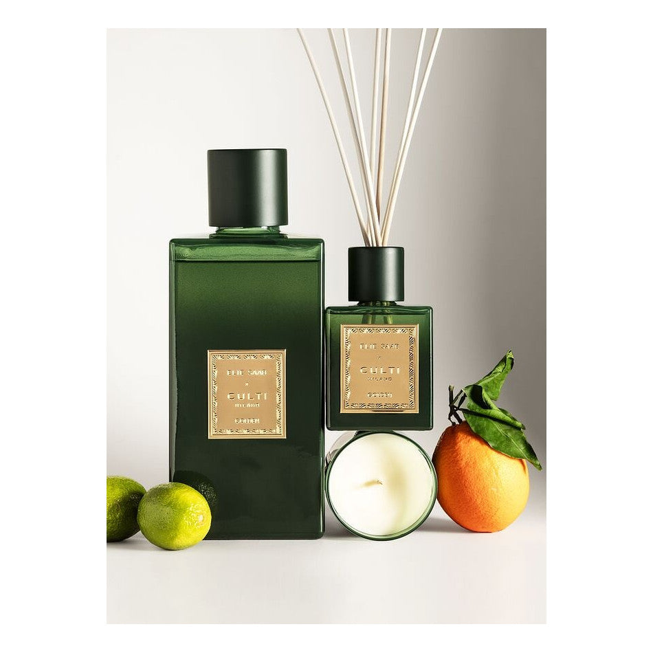GOLDEN fragrance diffuser with notes of bitter orange, mandarin, ginger, orange blossom, and cedar.