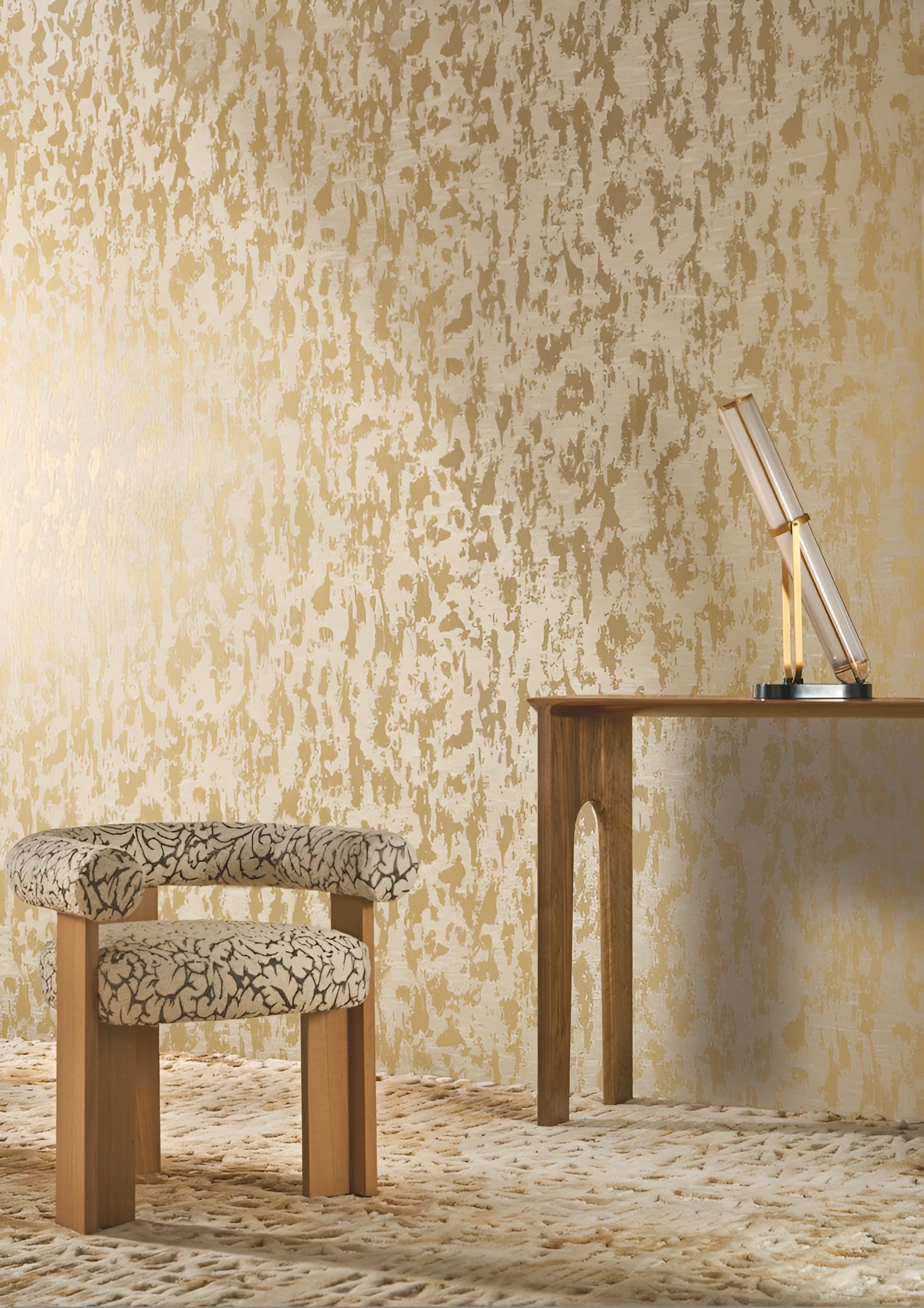 Textil-Tapete metallic PRECIOZA - IVOIRE OR Elfenbein