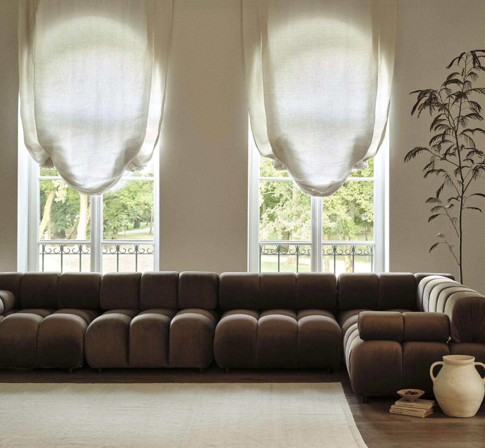Modulares 3-Sitzer-Sofa aus Samt BELLIS in Senfgelb