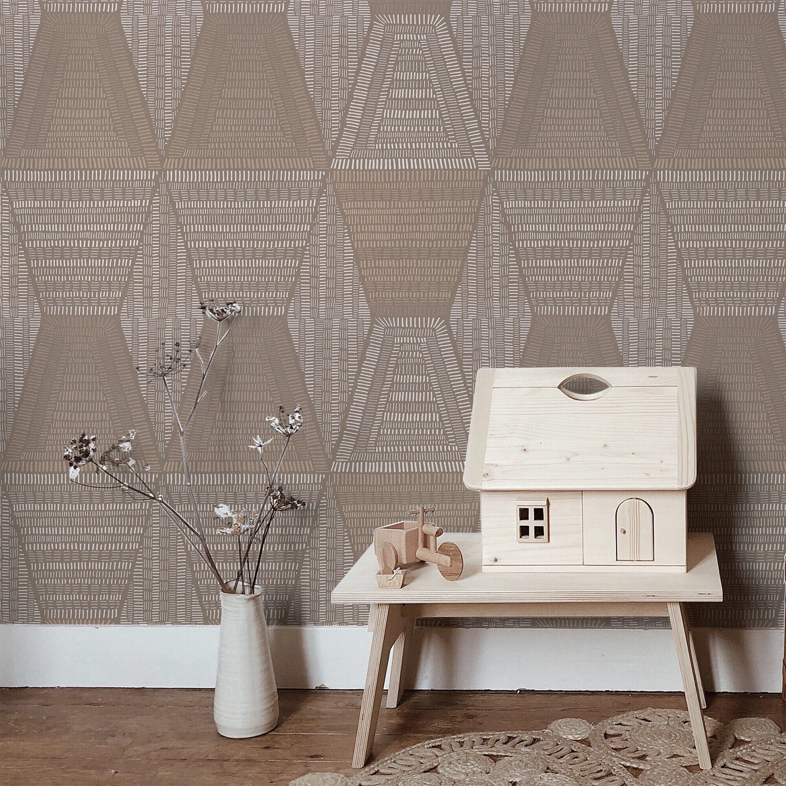 Tapete mit abstraktem Muster DAIA - TAUPE helles Taupe