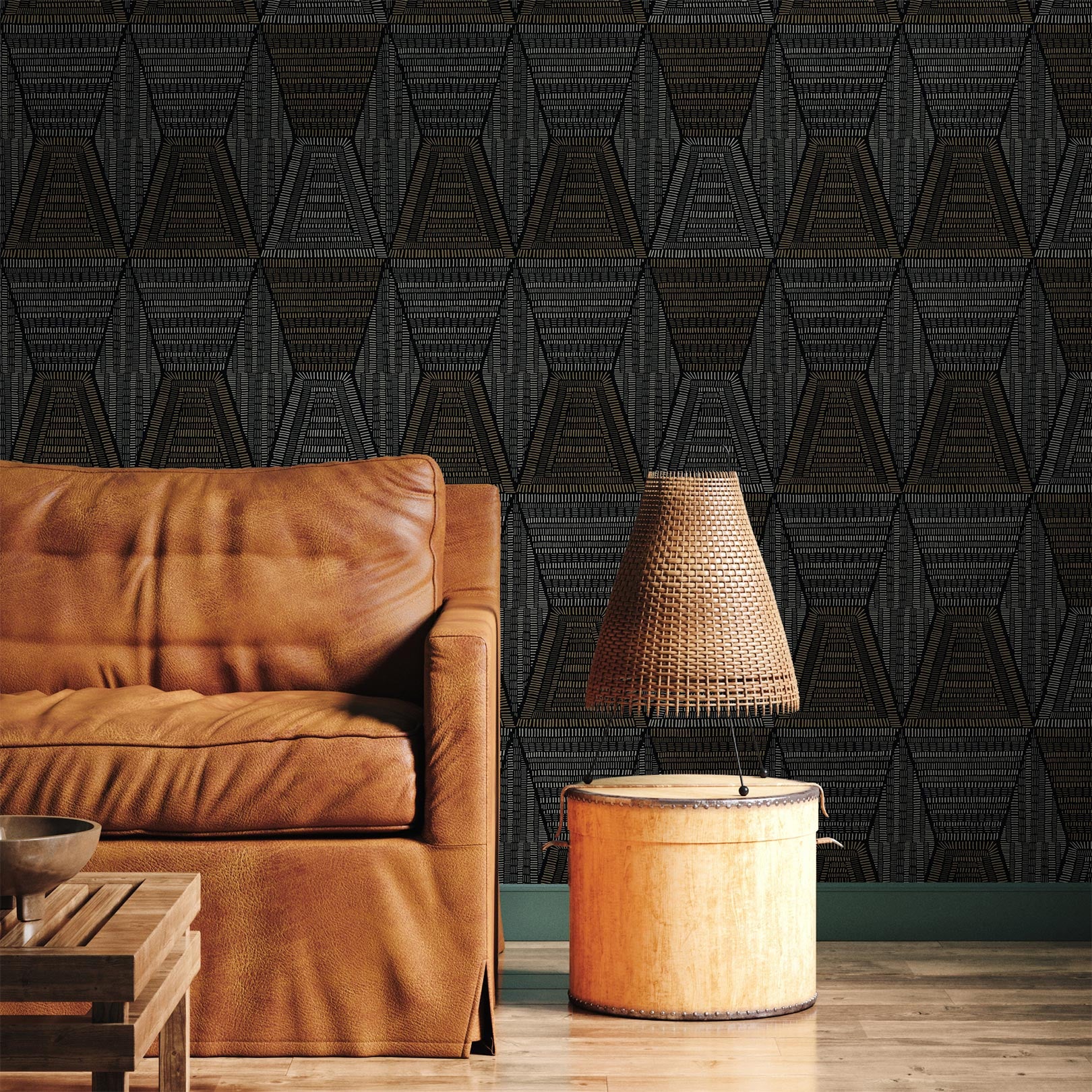 DAIA Abstract Pattern Wallpaper - BLACK/GOLD