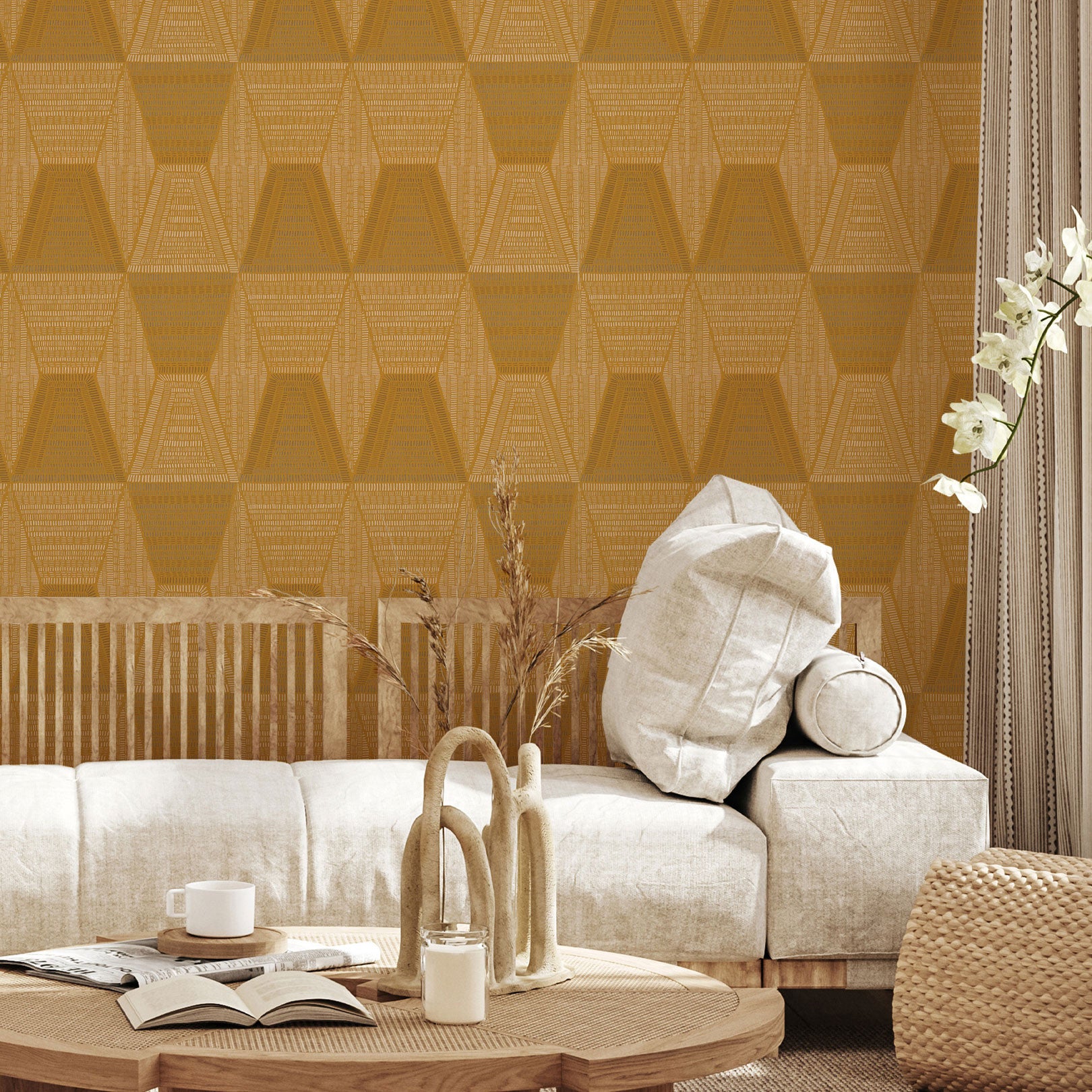 Tapete mit abstraktem Muster DAIA - OCRE Gelb