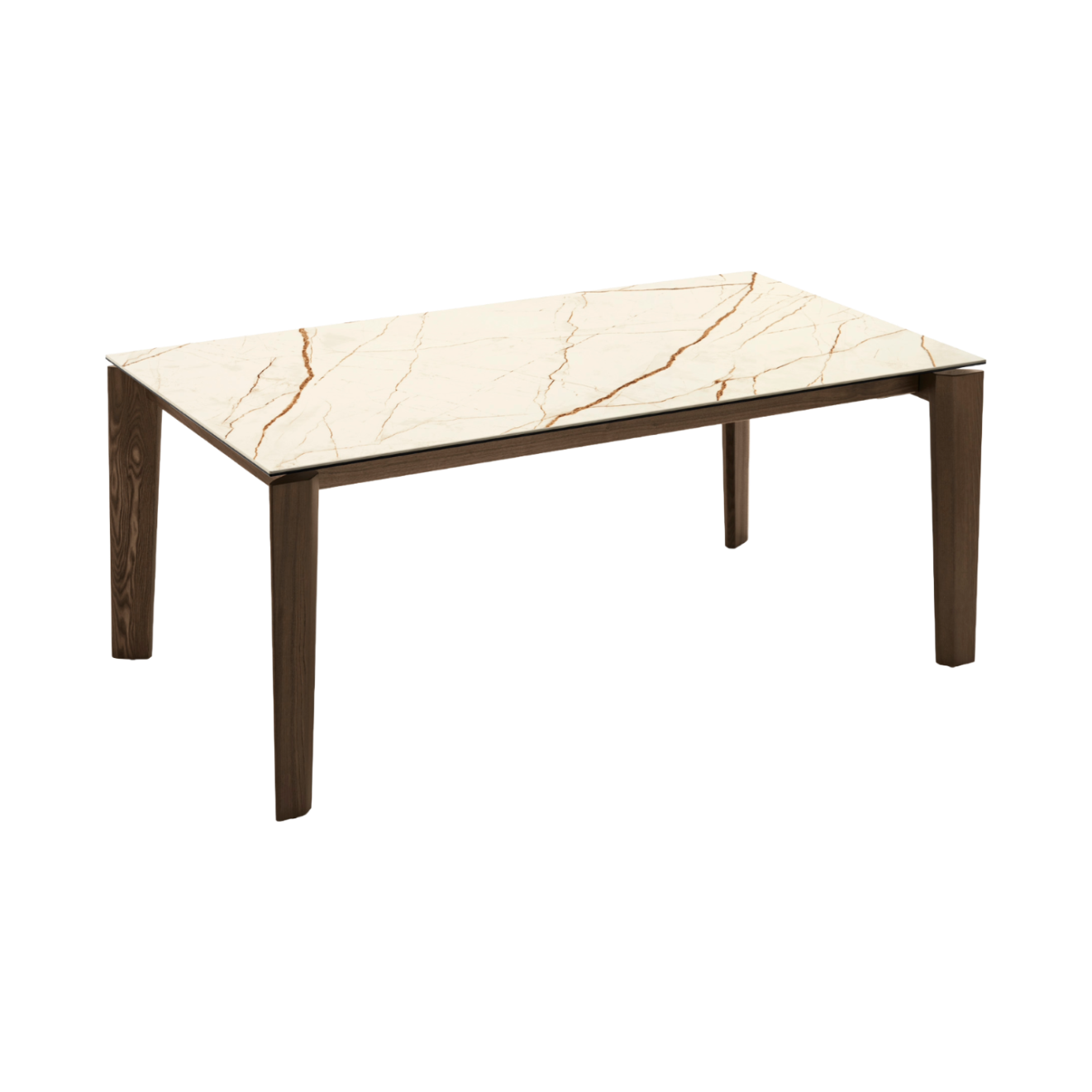 Extendable table DOGMA with beige top and dark wooden base