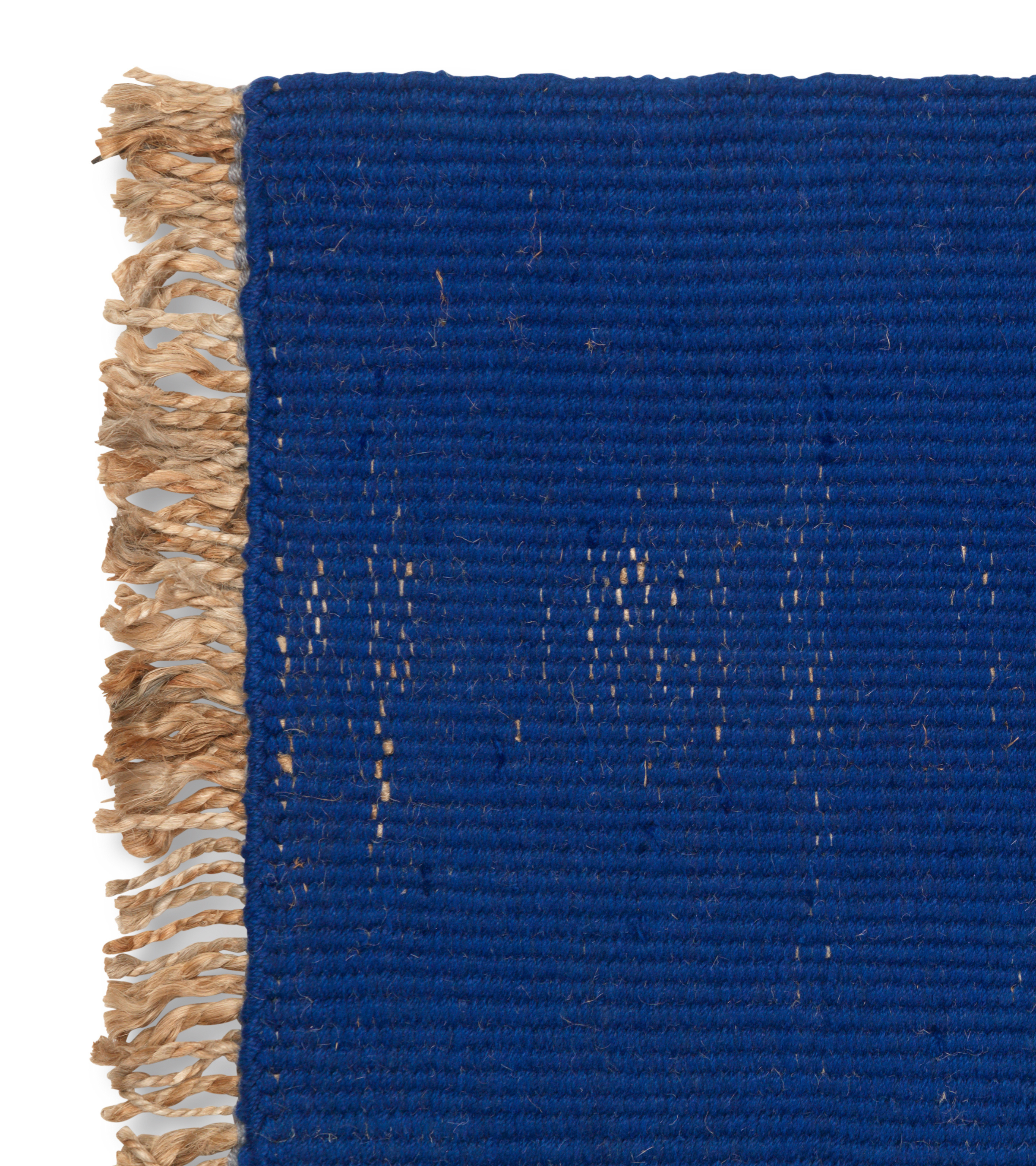 BLOCK MAT light blue rug with beige fringes