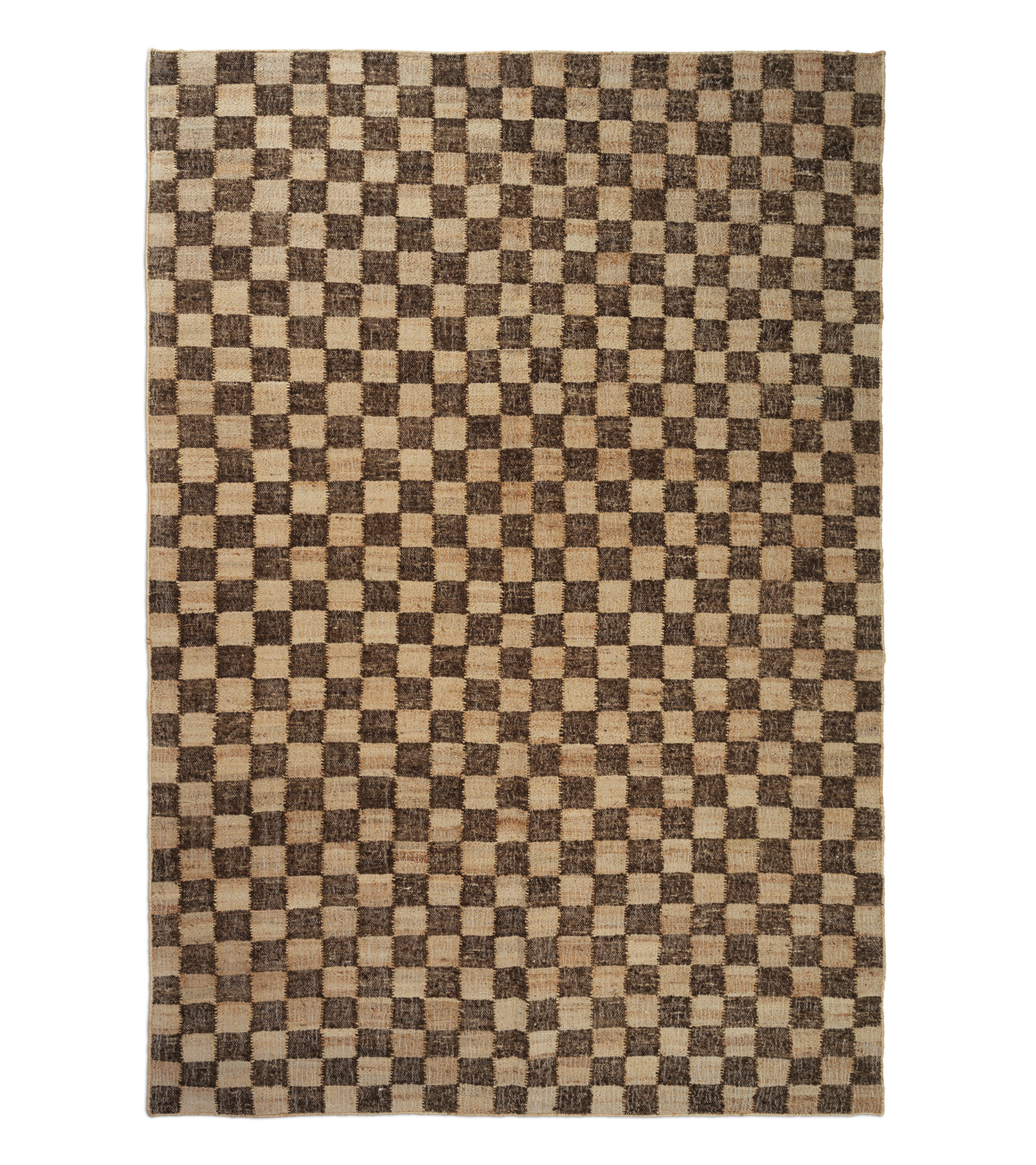 Woll-Jute Teppich CHECK Braun 