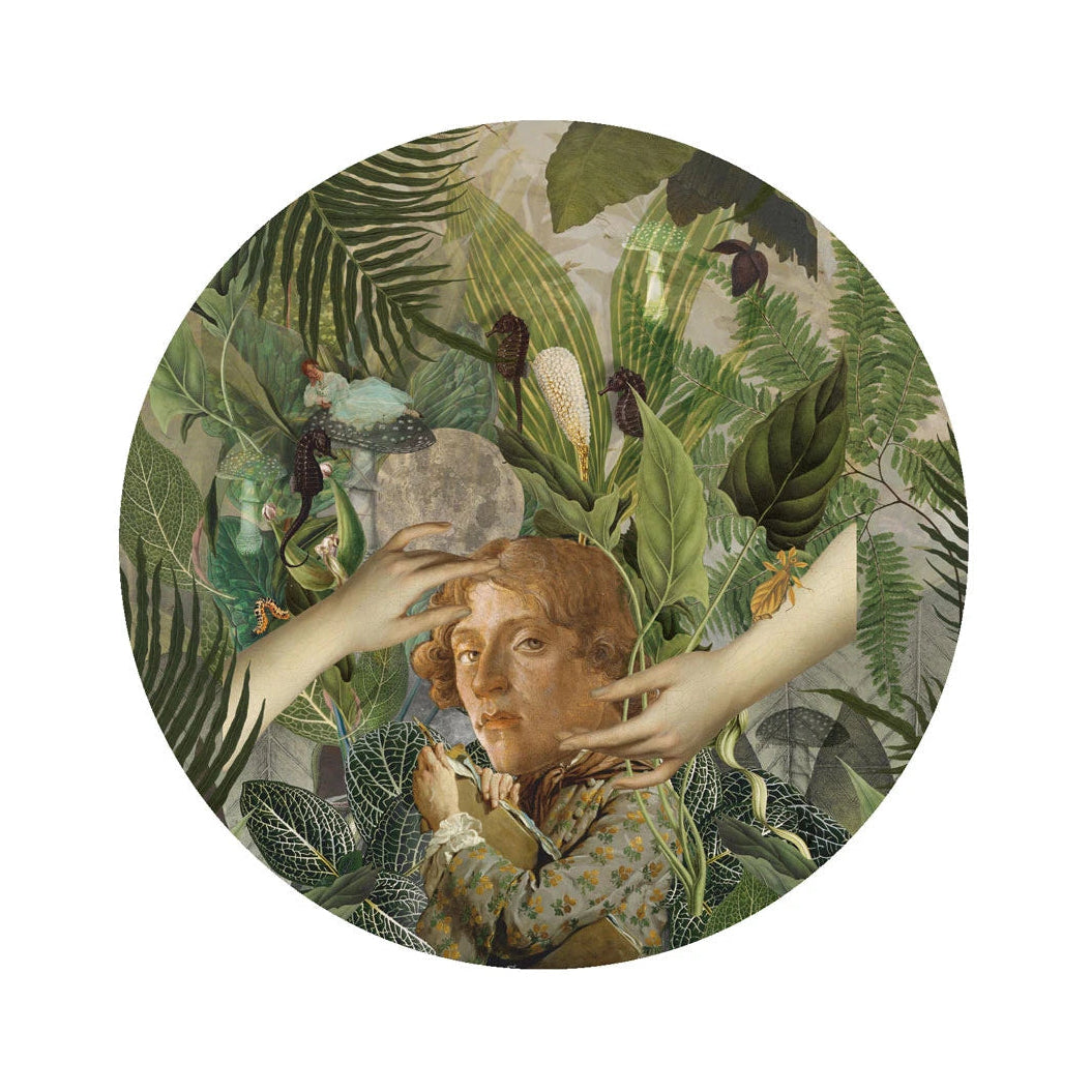 Mural w kształcie koła DOTS - GREEN MAN zielony