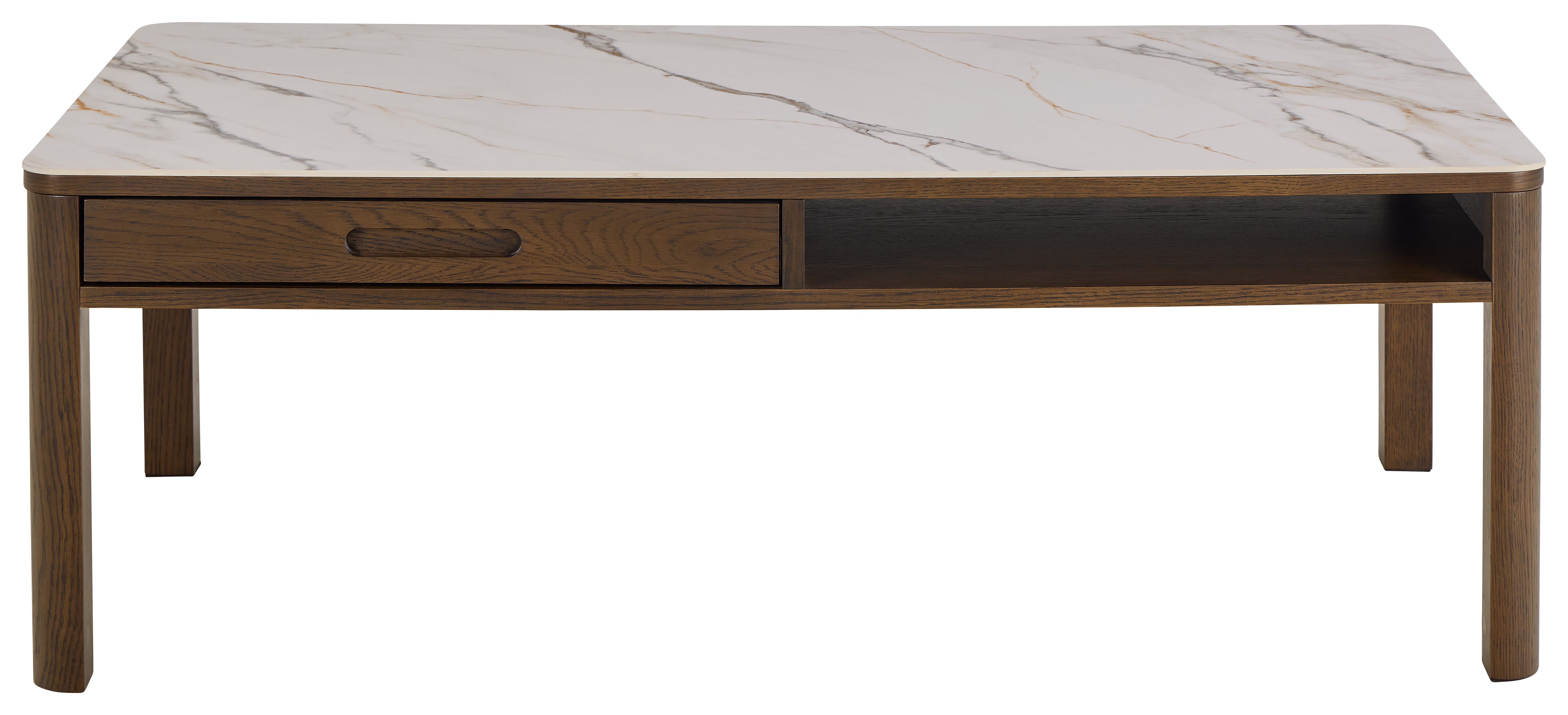 Couchtisch mit Schublade SOUTHAMPTON Eichenfurnier mit Keramikplatte