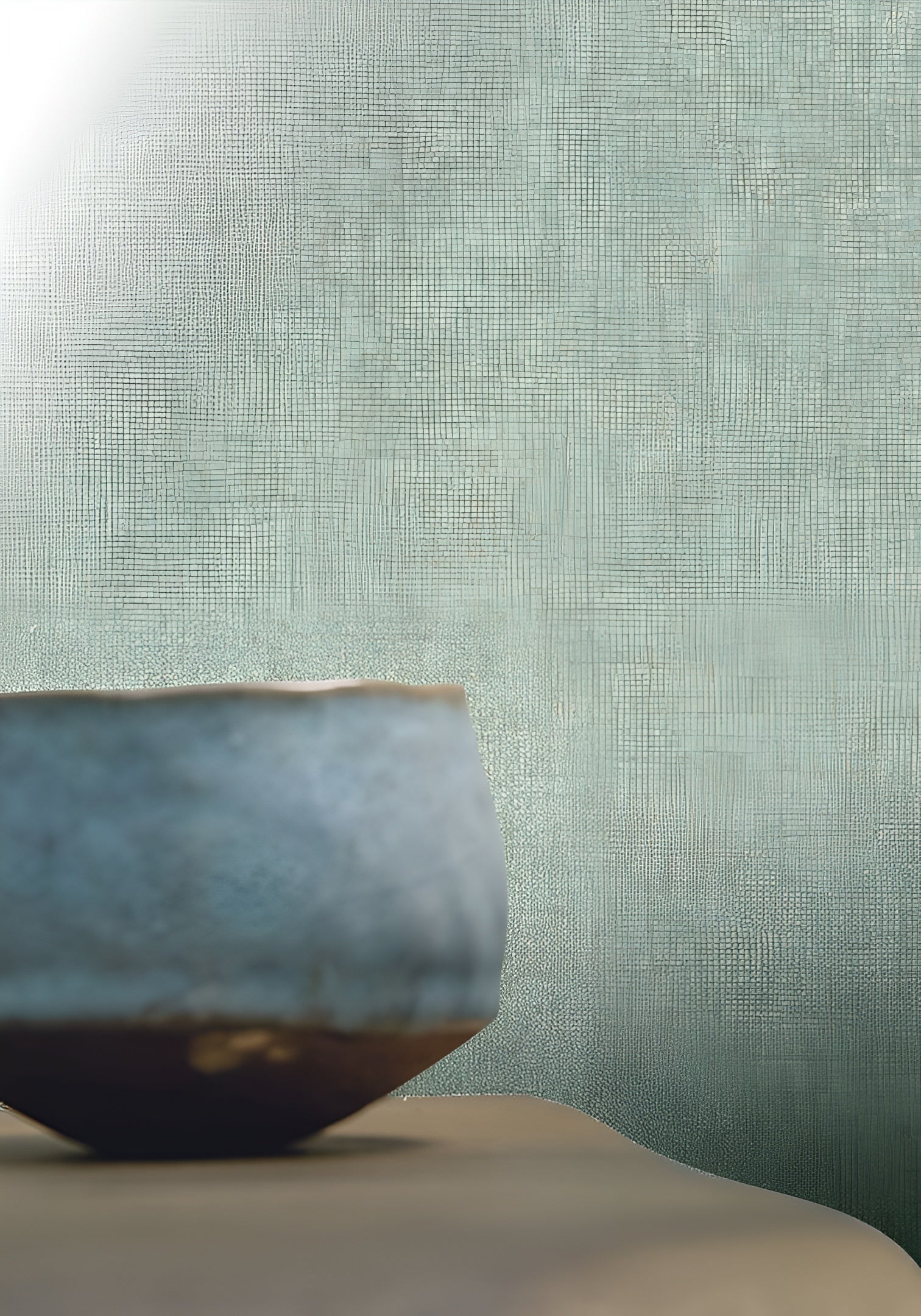 Structural wallpaper imitating linen TENERE - CELADON mint green