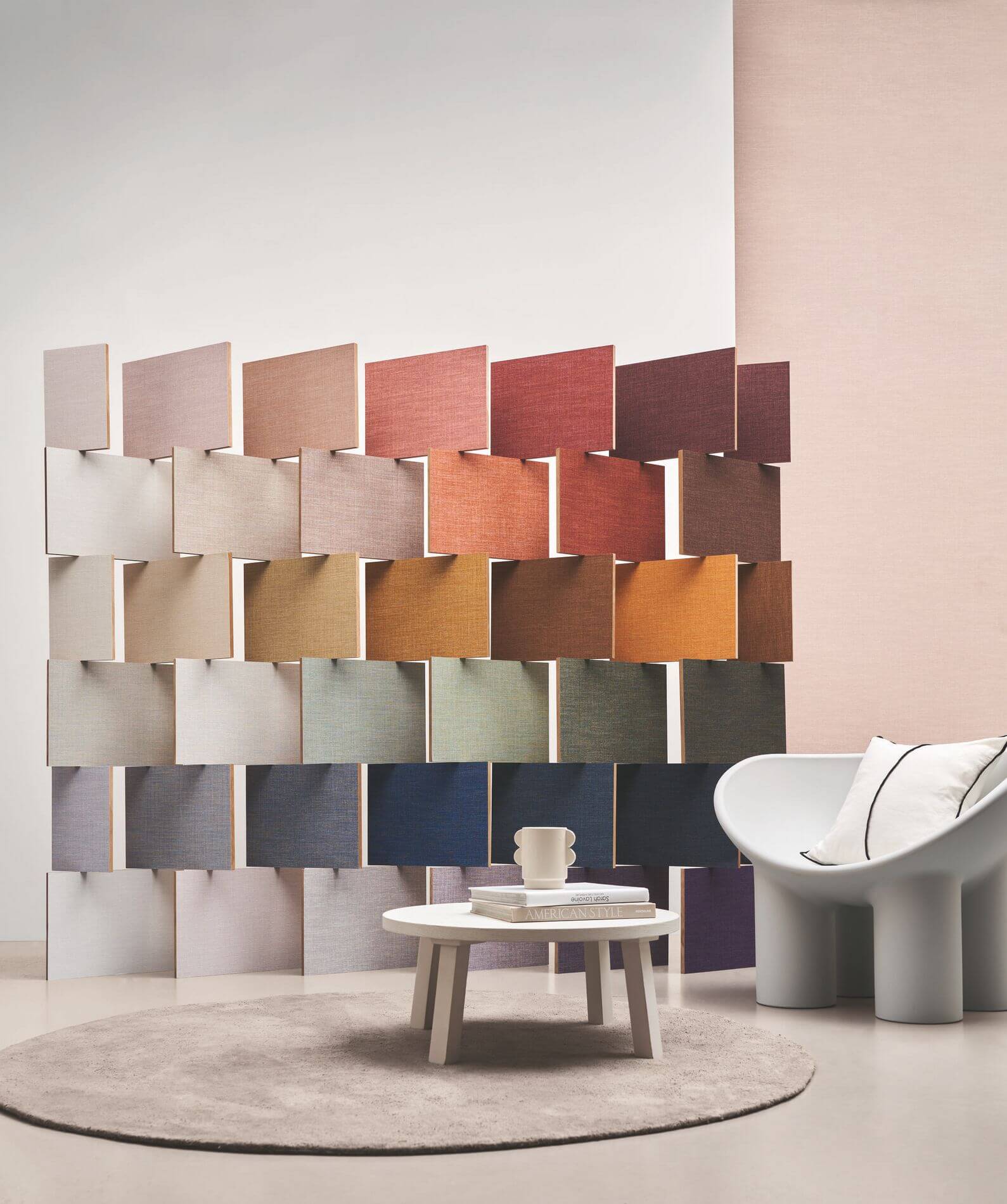 Structural wallpaper imitating linen canvas SHINOK - VERT FUME burnt green