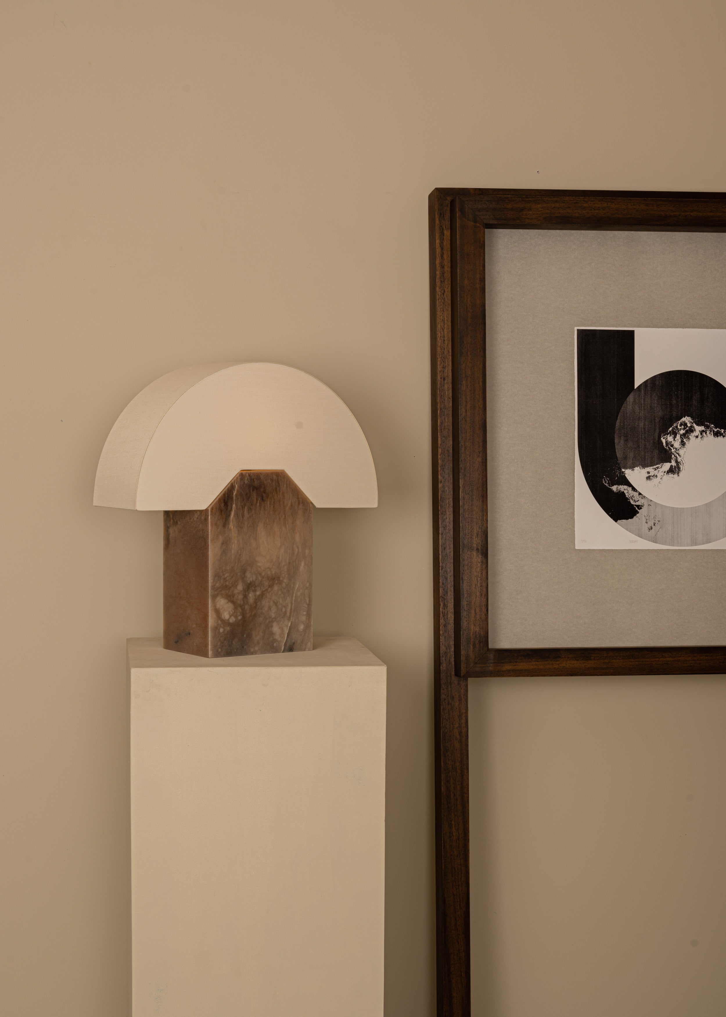 EDNA Table Lamp Dark Beige Alabaster