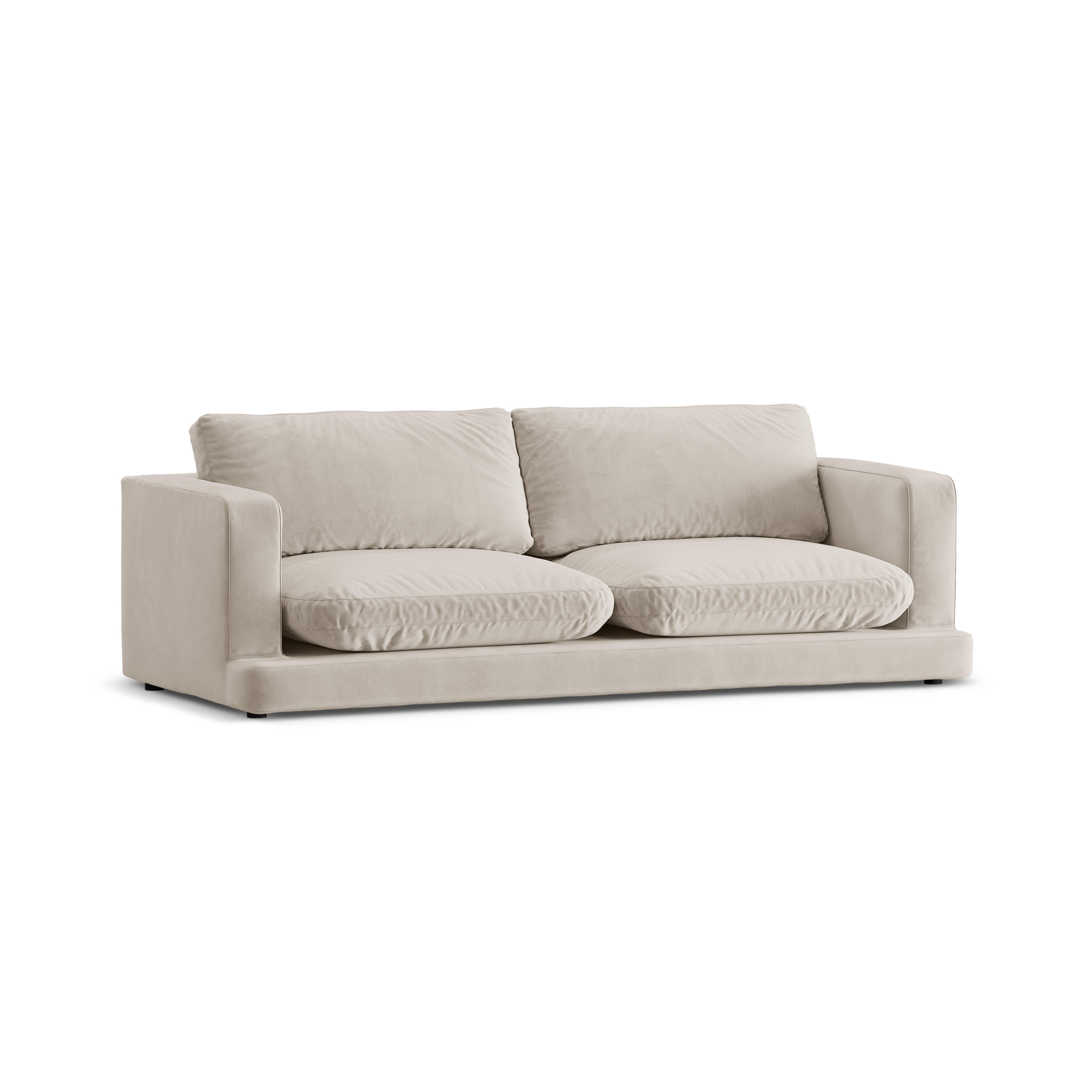 Sofa aus Samt 3-sitzig DAPHNE hellbeige
