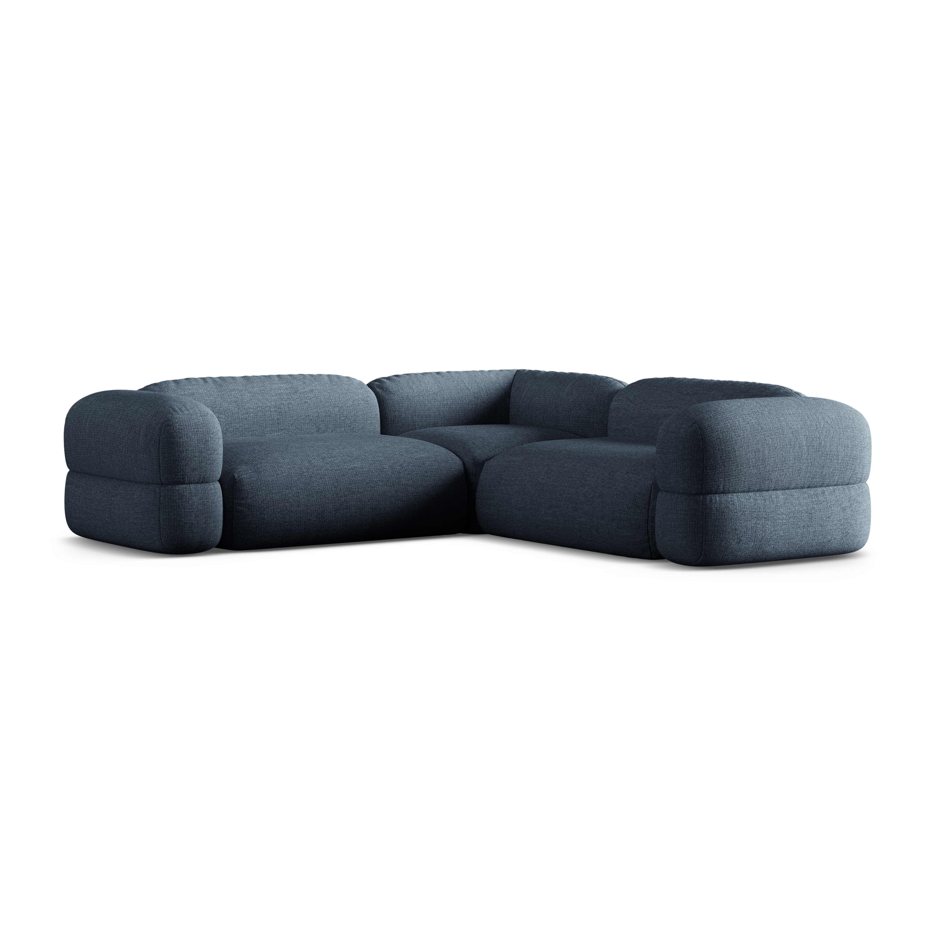 Symmetrical Corner Sofa ROGER Dark Blue Chenille