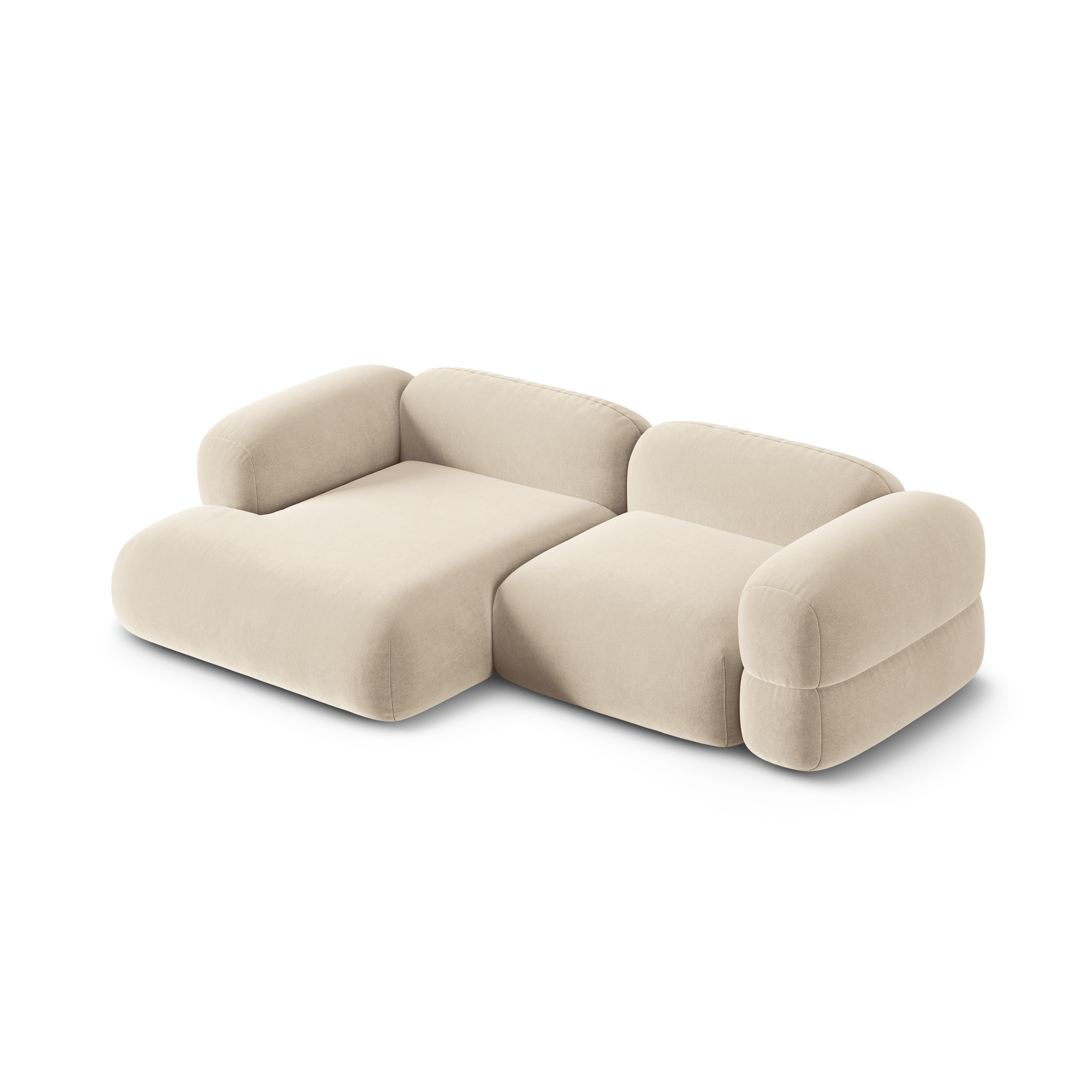 Samt-Ecksofa links ROGER hellbeige