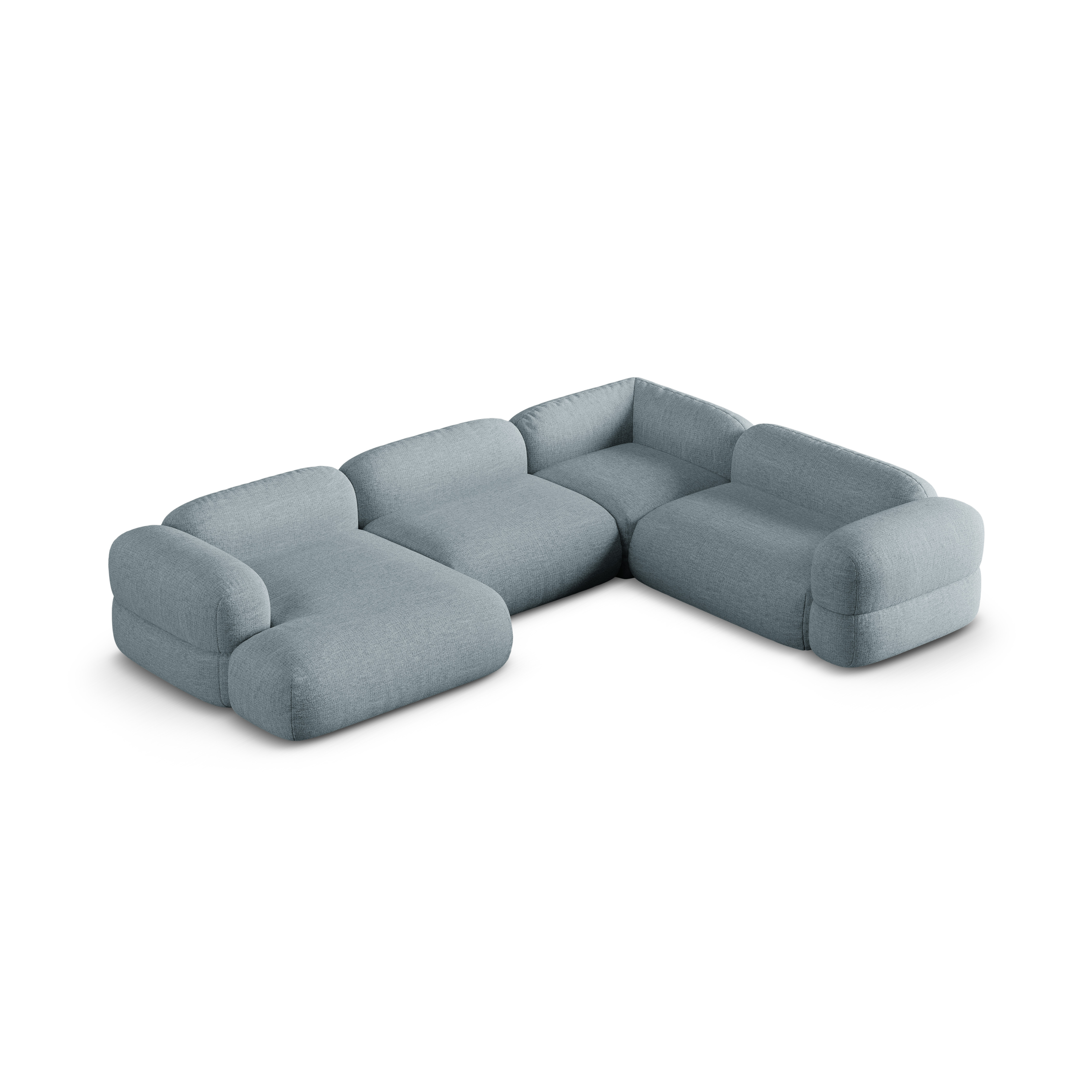 Right-facing U-shaped corner sofa ROGER blue chenille