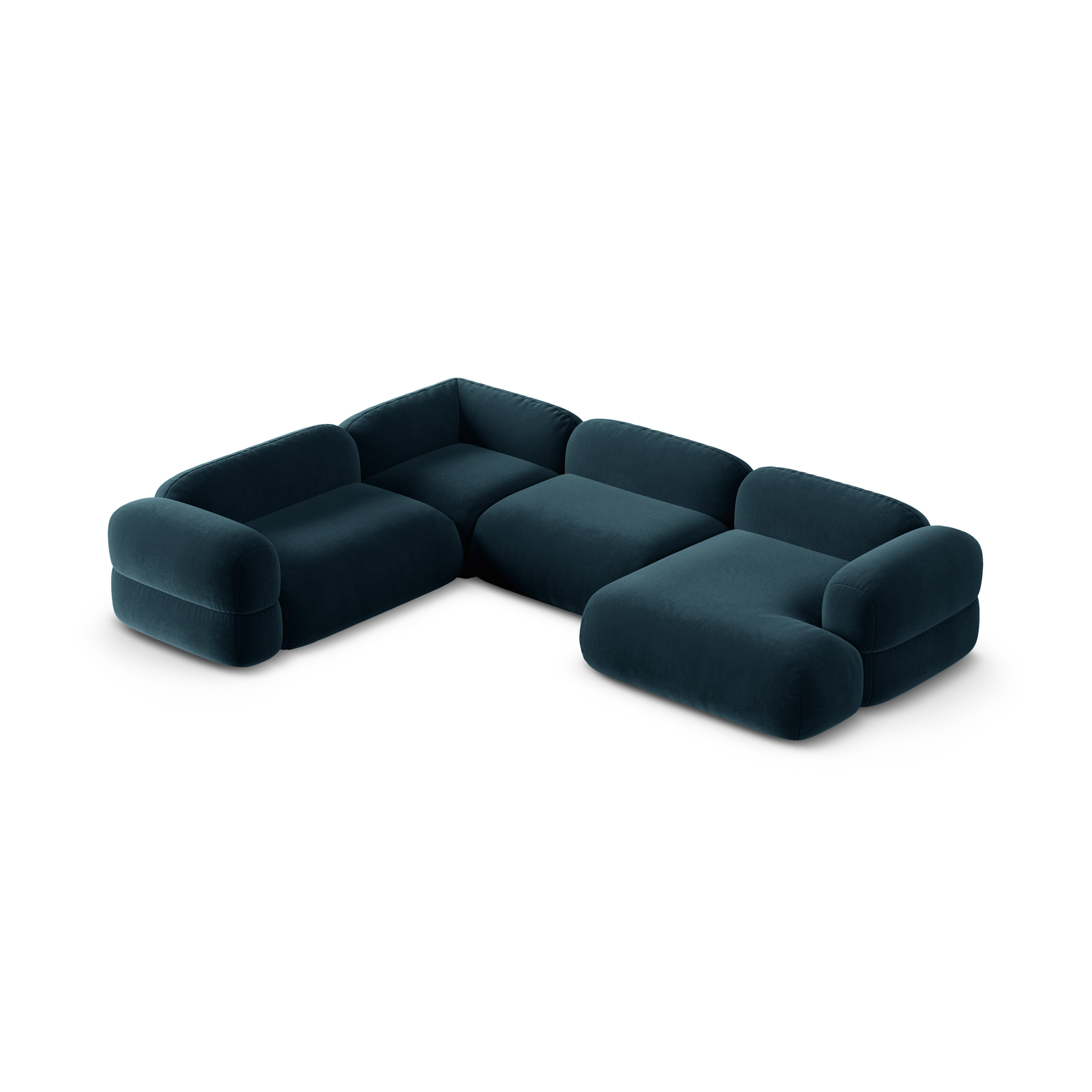 Velvet U-shaped left corner sofa ROGER petrol blue